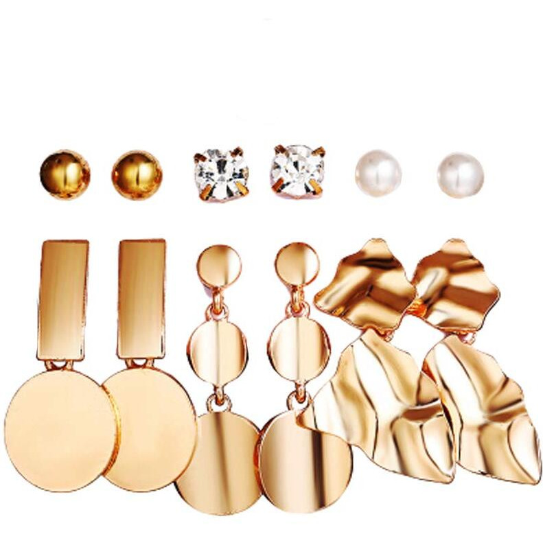 Yellow Chimes Combo Of Six Pairs Assorted Multiple Stud Tassel Asymmetric Designs Star Pearl Gold Plated Stud Earrings For Women And Girls