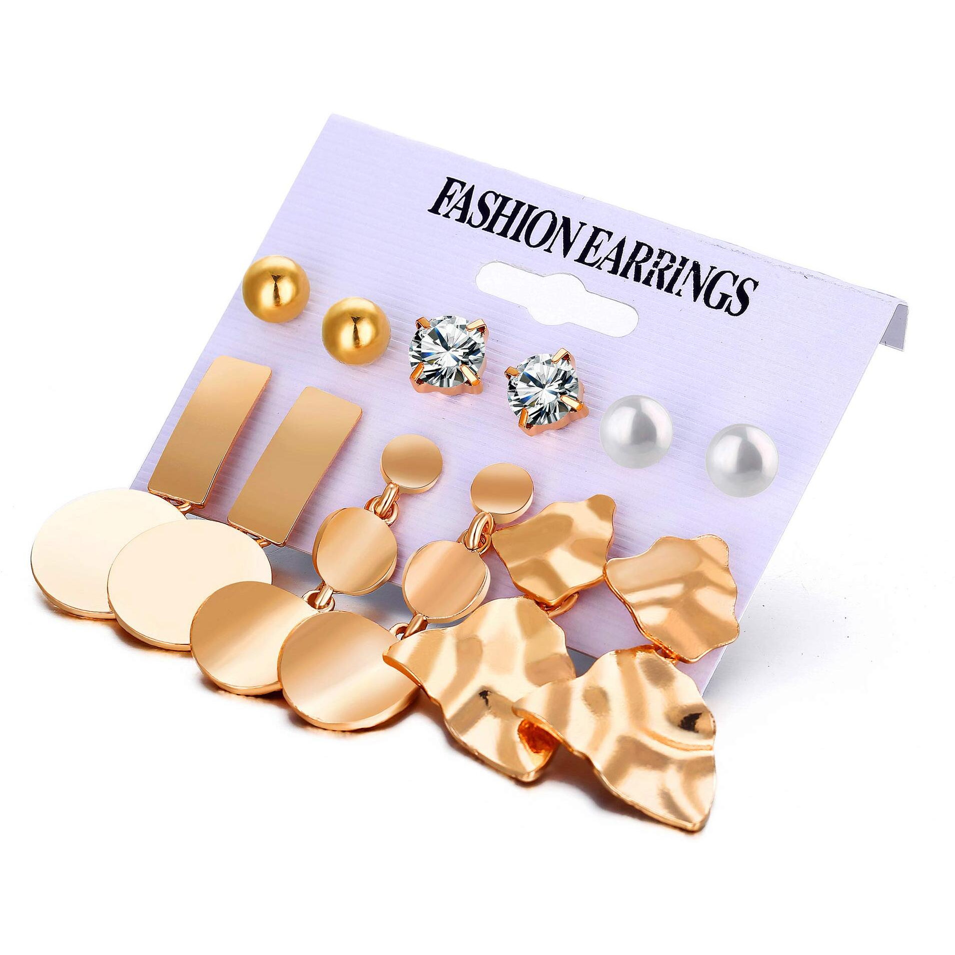 Yellow Chimes Combo Of Six Pairs Assorted Multiple Stud Tassel Asymmetric Designs Star Pearl Gold Plated Stud Earrings For Women And Girls