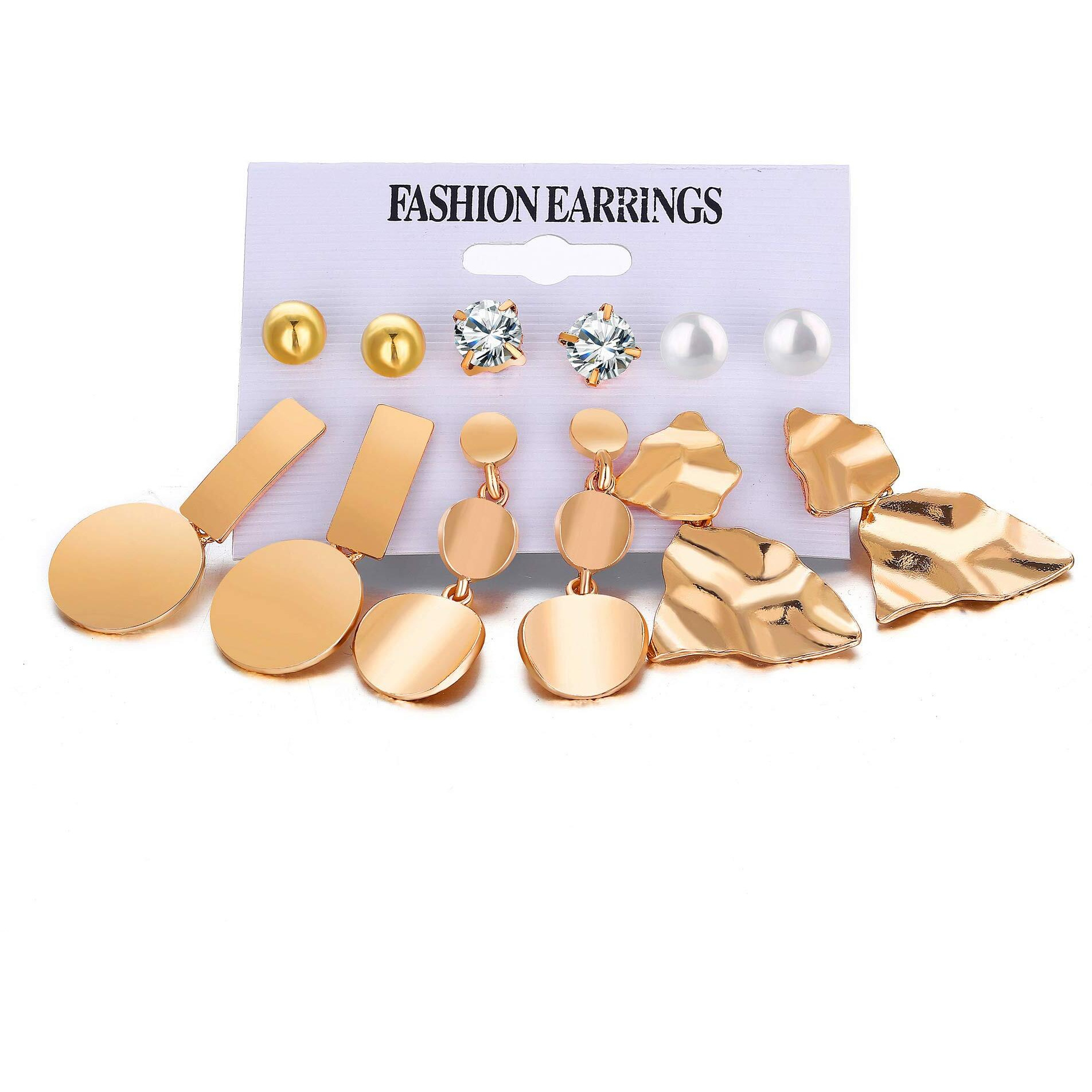 Yellow Chimes Combo Of Six Pairs Assorted Multiple Stud Tassel Asymmetric Designs Star Pearl Gold Plated Stud Earrings For Women And Girls
