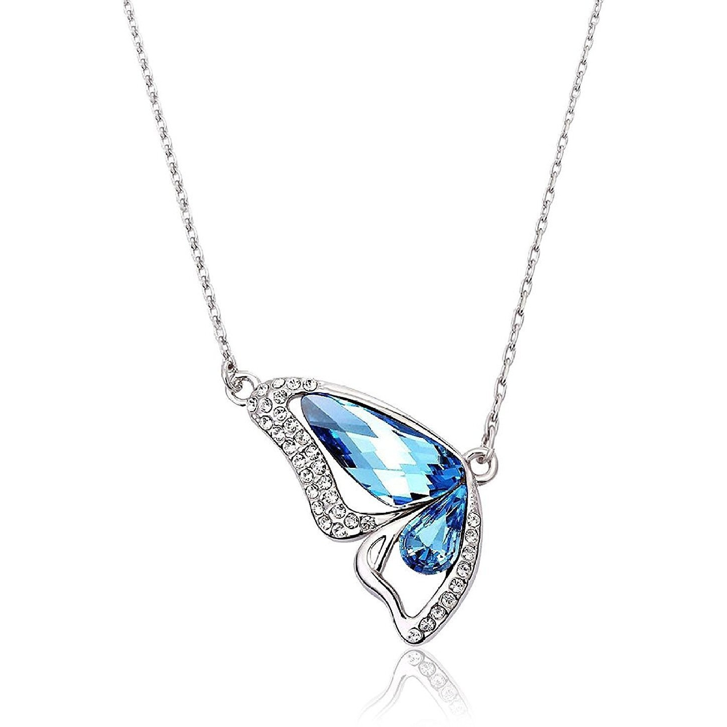 Yellow Chimes Moxie Collection  Designer Blue Butterfly  Austrian Cyrstal Pendant For Women & Girls