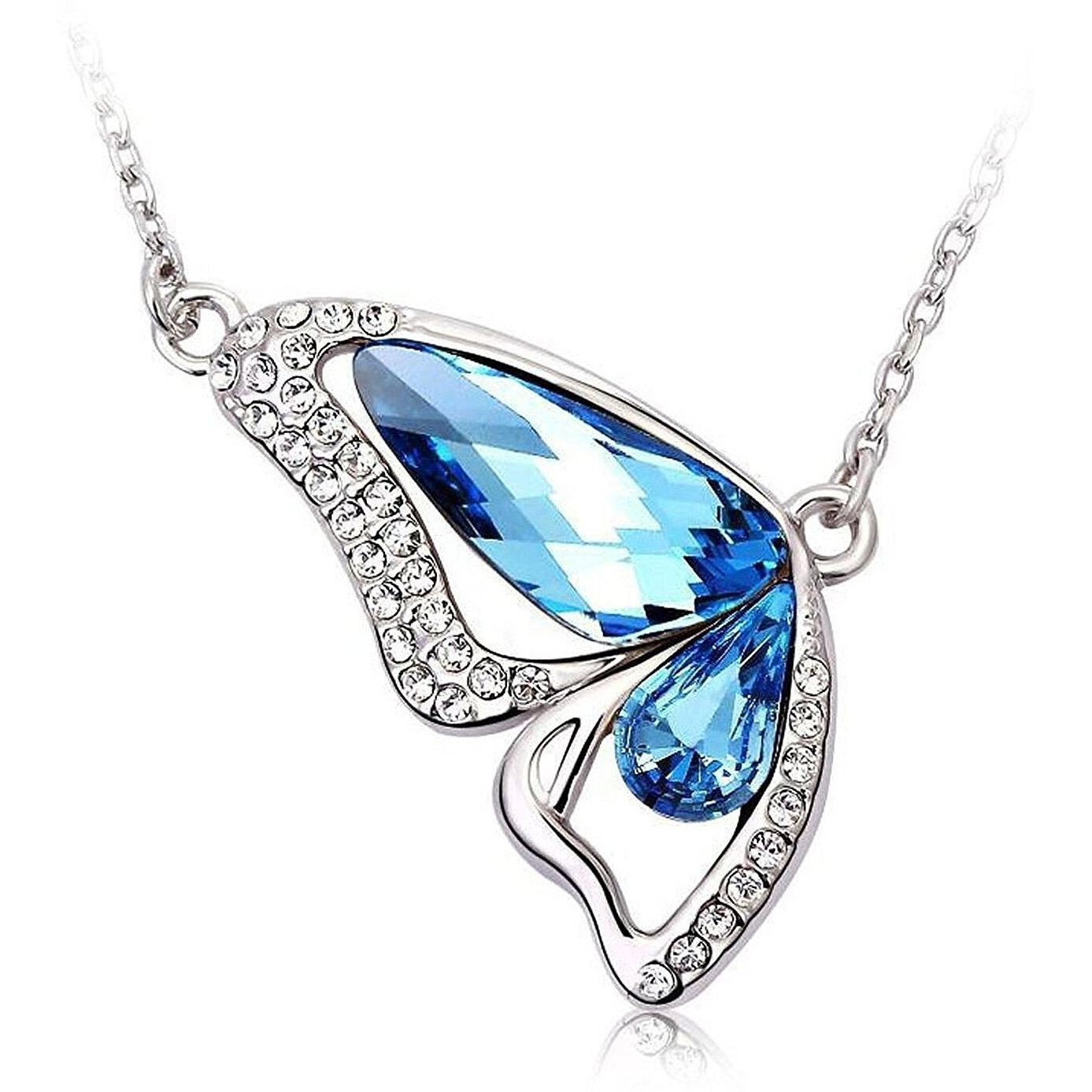Yellow Chimes Moxie Collection  Designer Blue Butterfly  Austrian Cyrstal Pendant For Women & Girls