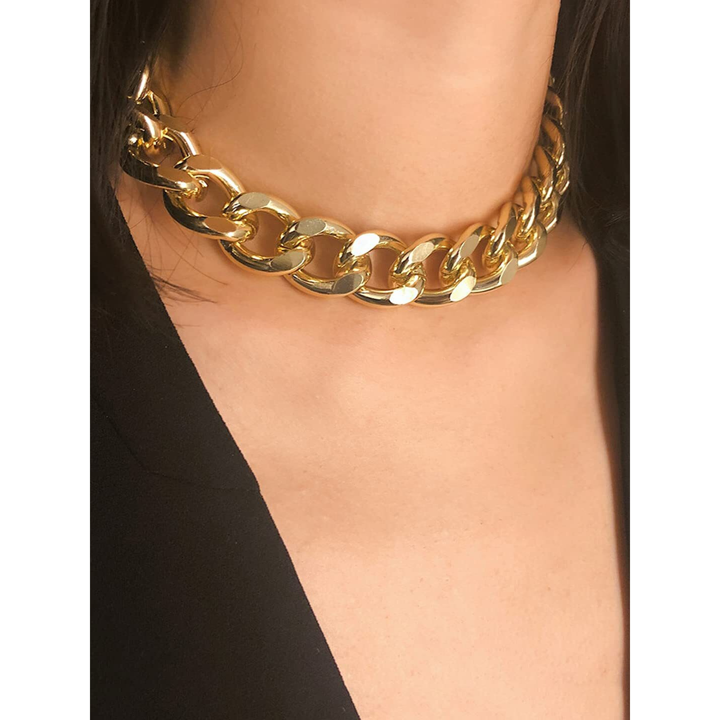 Yellow Chimes Necklace for Women and Girls Choker Chain Necklace for Women | Golden Cuban Link Chain Choker Necklace for Girls | Birthday Gift for girls and women Anniversary Gift for Wife