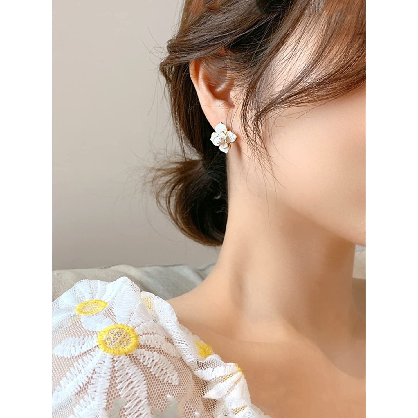 Yellow Chimes Earrings for Women and Girls Studs for Girls Gold Toned White Floral Stud Earrings | Birthday Gift for girls and women Anniversary Gift for Wife