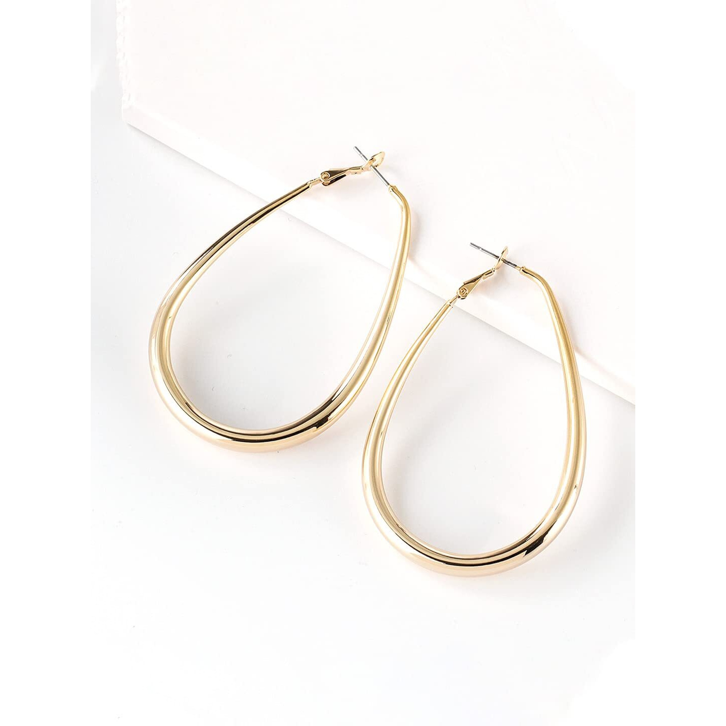 Yellow Chimes Hoop Earrings for Women Fashion Golden Hoops Earrings | Gold Plated Oval Shaped Hoop Earrings for Girls | Birthday Gift for Girls & Women Anniversary Gift for Wife