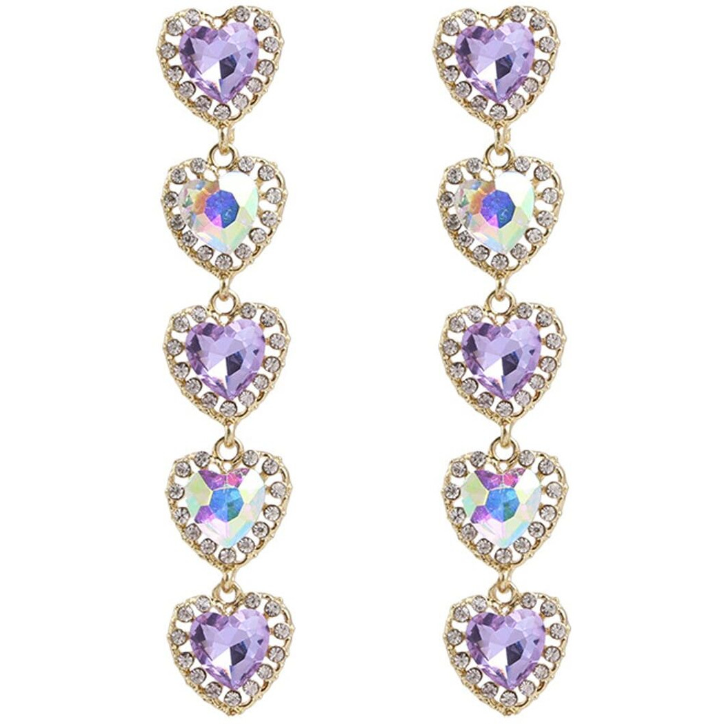 Yellow Chimes Earrings for Women and Girls Multicolor Crystal Dangler Earrings for Women | Gold Plated Heart Shaped Long Danglers Earrings | Birthday Gifts For Women Valentine Gift for Girls