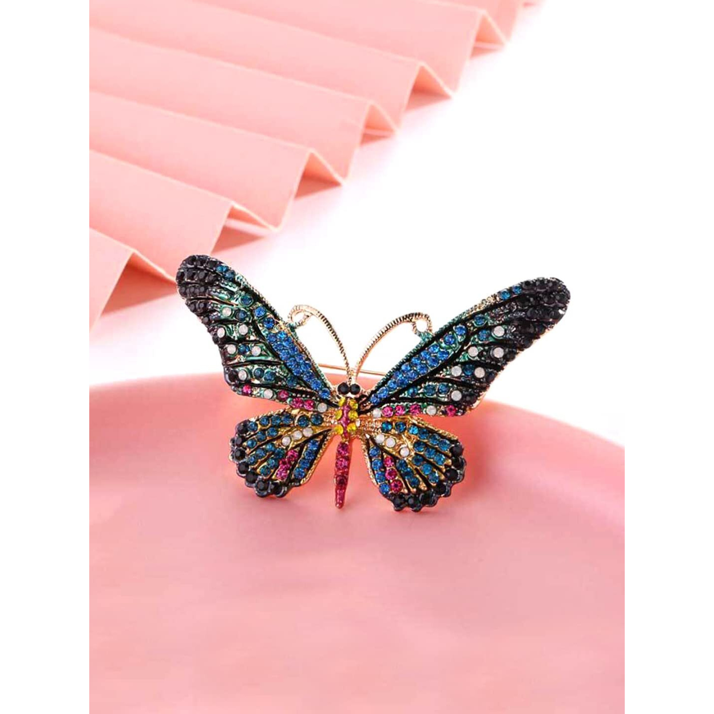 Yellow Chimes Brooch for Women Blue Butterfly Shaped Brooch Fashionable Brooch for Girls and Women.