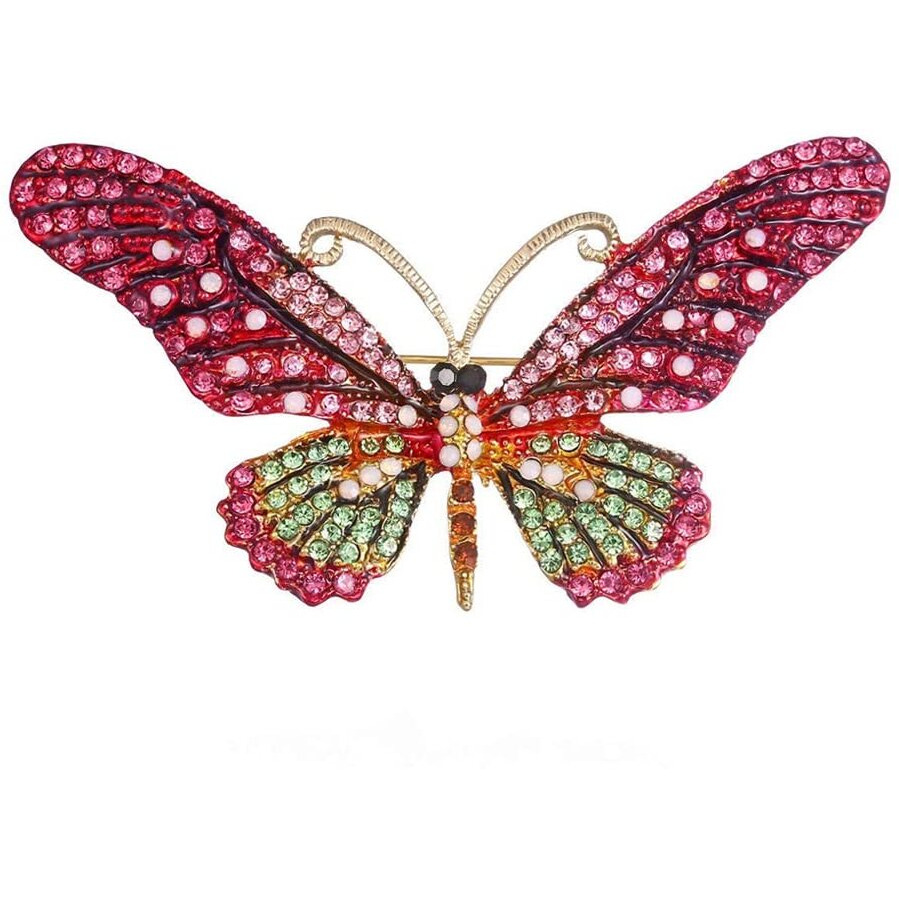Yellow Chimes Brooch for Women Butterfly Shaped Brooch Fashionable Brooch for Girls and Women (Pink)