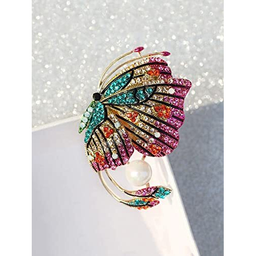 Yellow Chimes Brooch for Women Butterfly Shaped Brooch Fashionable Brooch for Girls and Women (Multicolor-1)