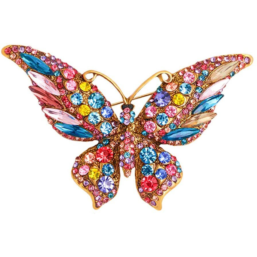 Yellow Chimes Brooch for Women Butterfly Shaped Brooch Fashionable Brooch for Girls and Women (Multicolor-2)