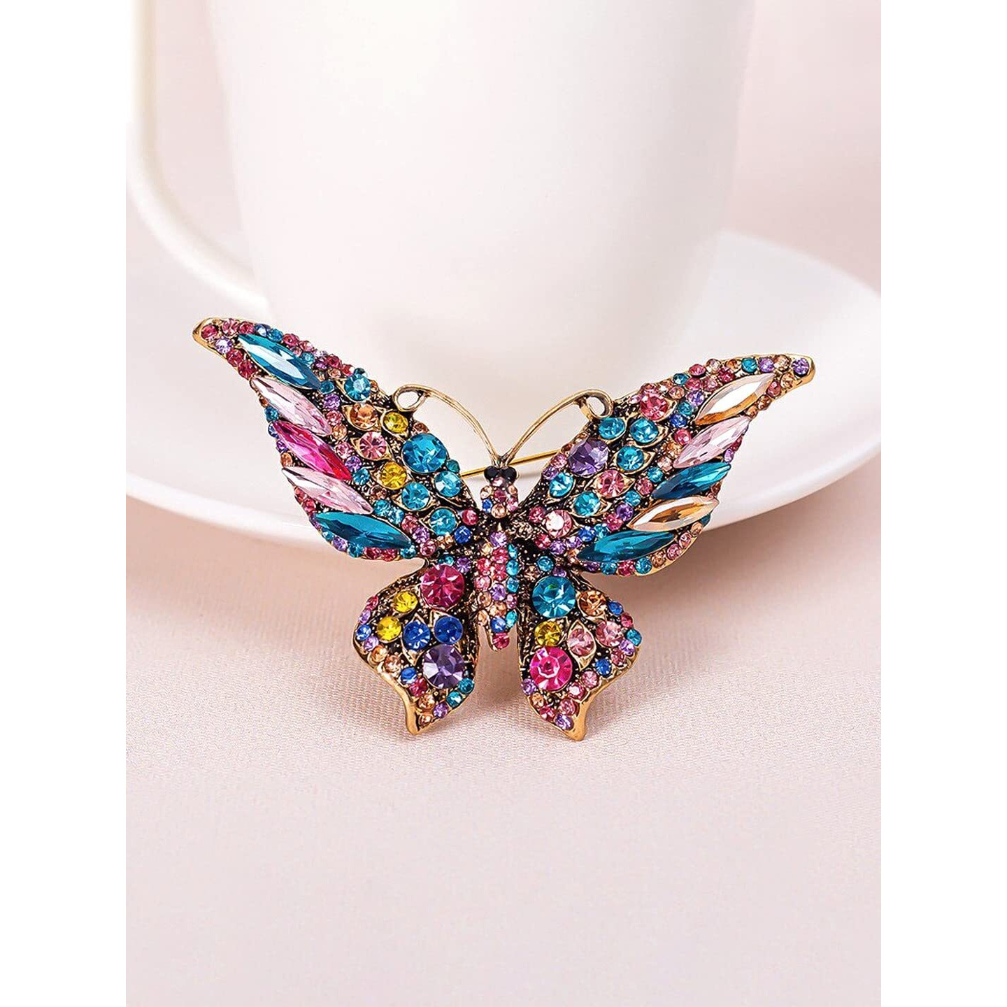 Yellow Chimes Brooch for Women Butterfly Shaped Brooch Fashionable Brooch for Girls and Women (Multicolor-2)