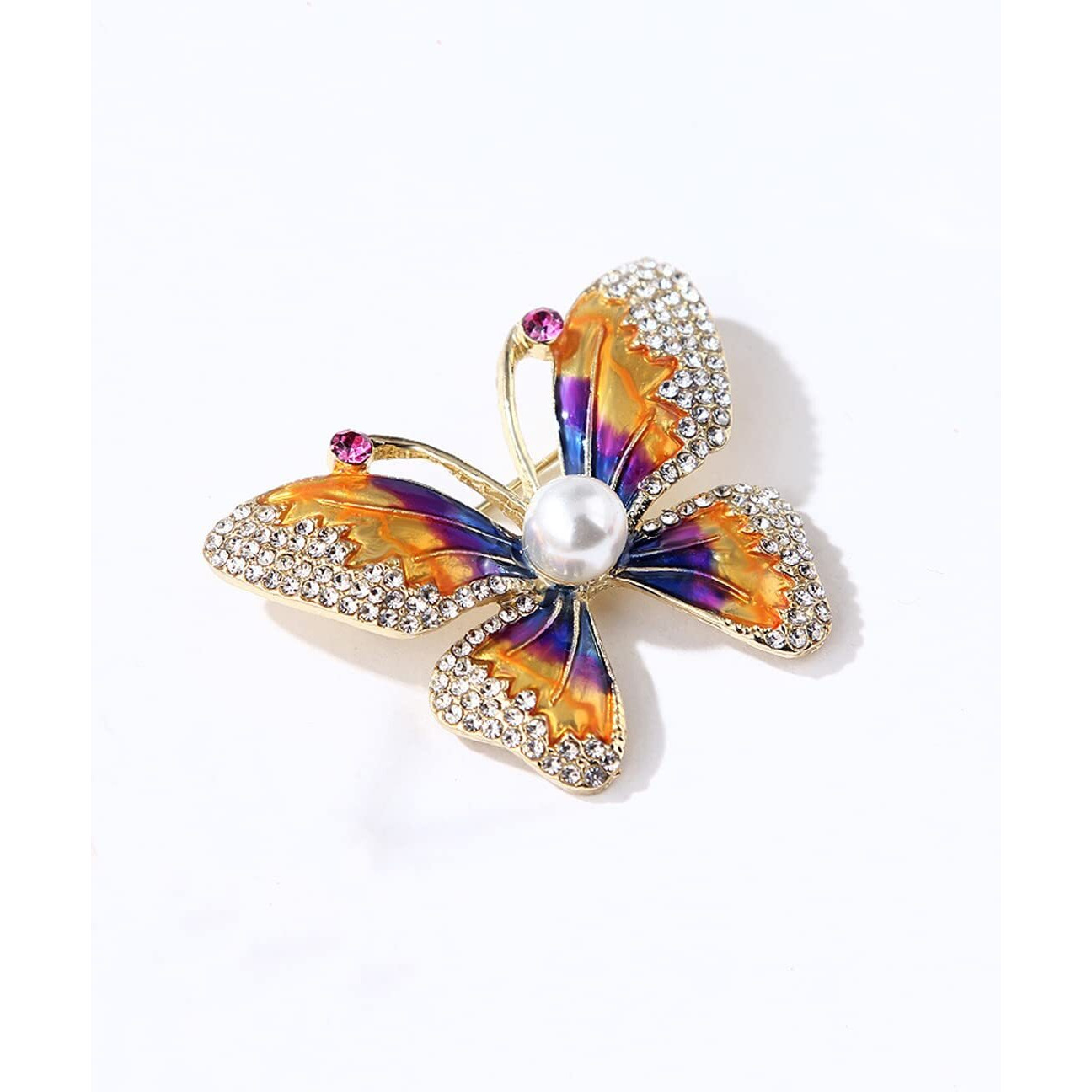Yellow Chimes Brooch for Women Multicolor Crystal Butterfly Shaped Brooch Pin Fashionable Brooch for Girls and Women.