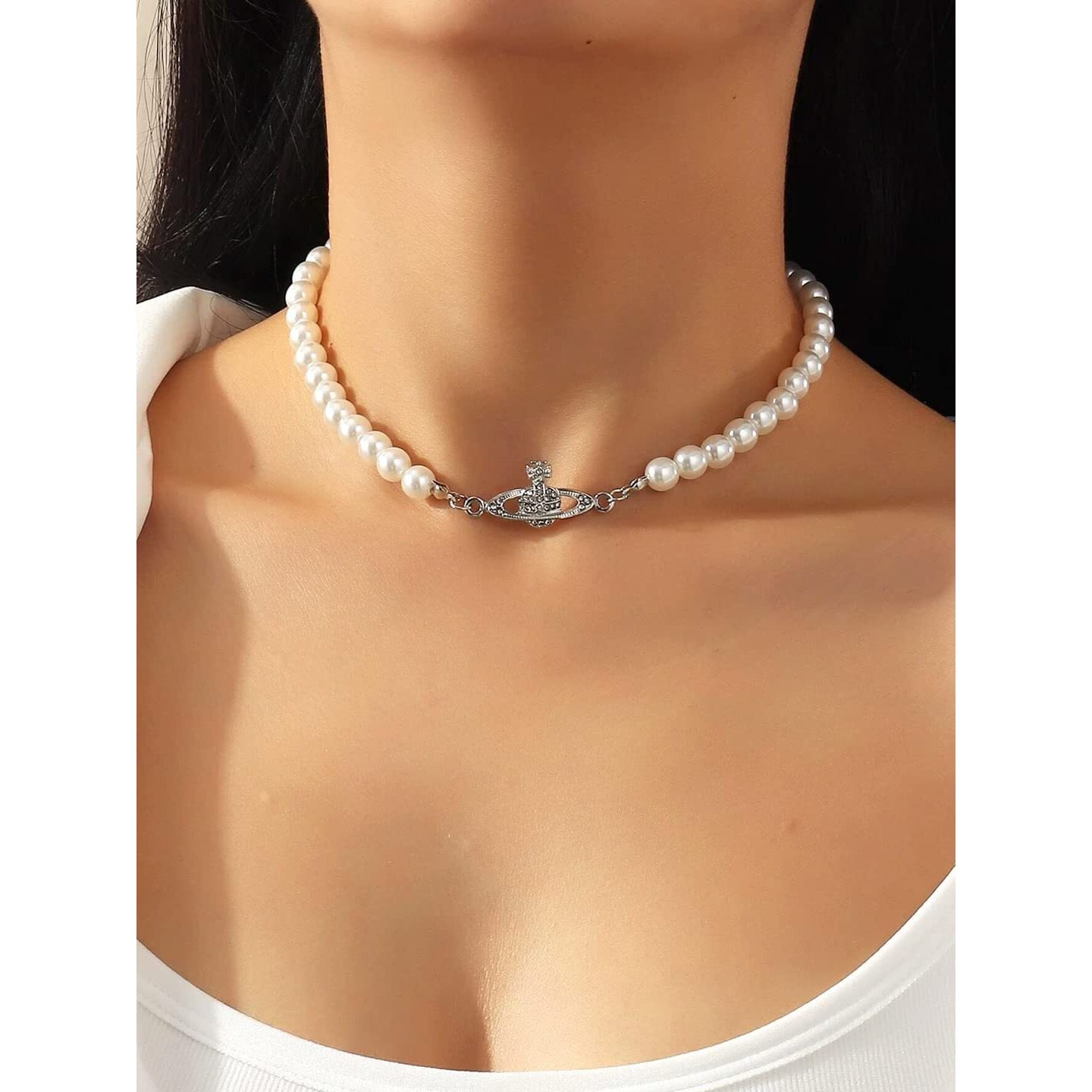 Yellow Chimes Necklace for Women and Girls Fashion White Pearl Necklace for Women Western Multi Layer Pearl Choker Necklace for Girls | Birthday Gifts For Women Valentine Gift for Girls