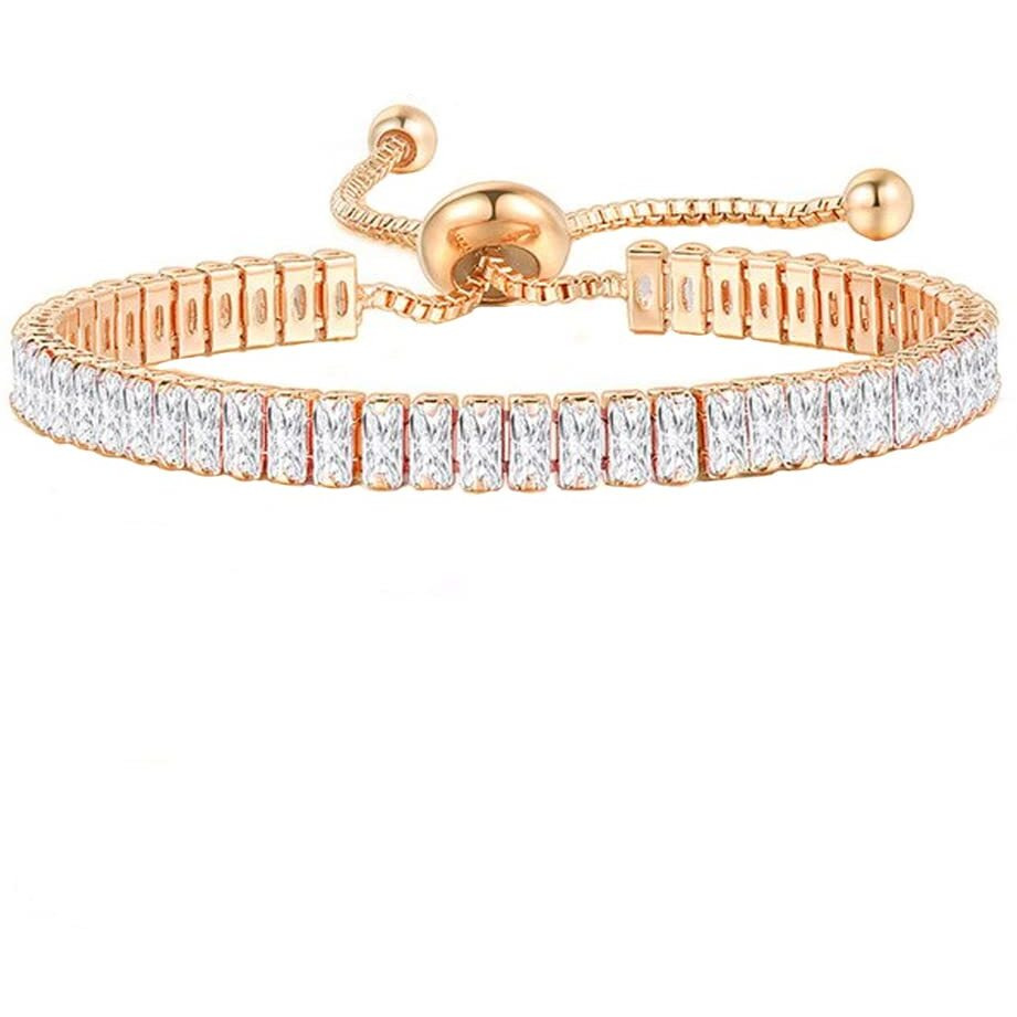 Yellow Chimes Bracelet for Women Rosegold Crystal Bracelets for Women | Rose Gold Plated Adjustable Chain Bracelet for Girls Tennis Bracelet | Birthday Gifts For Women Valentine Gift for Girls