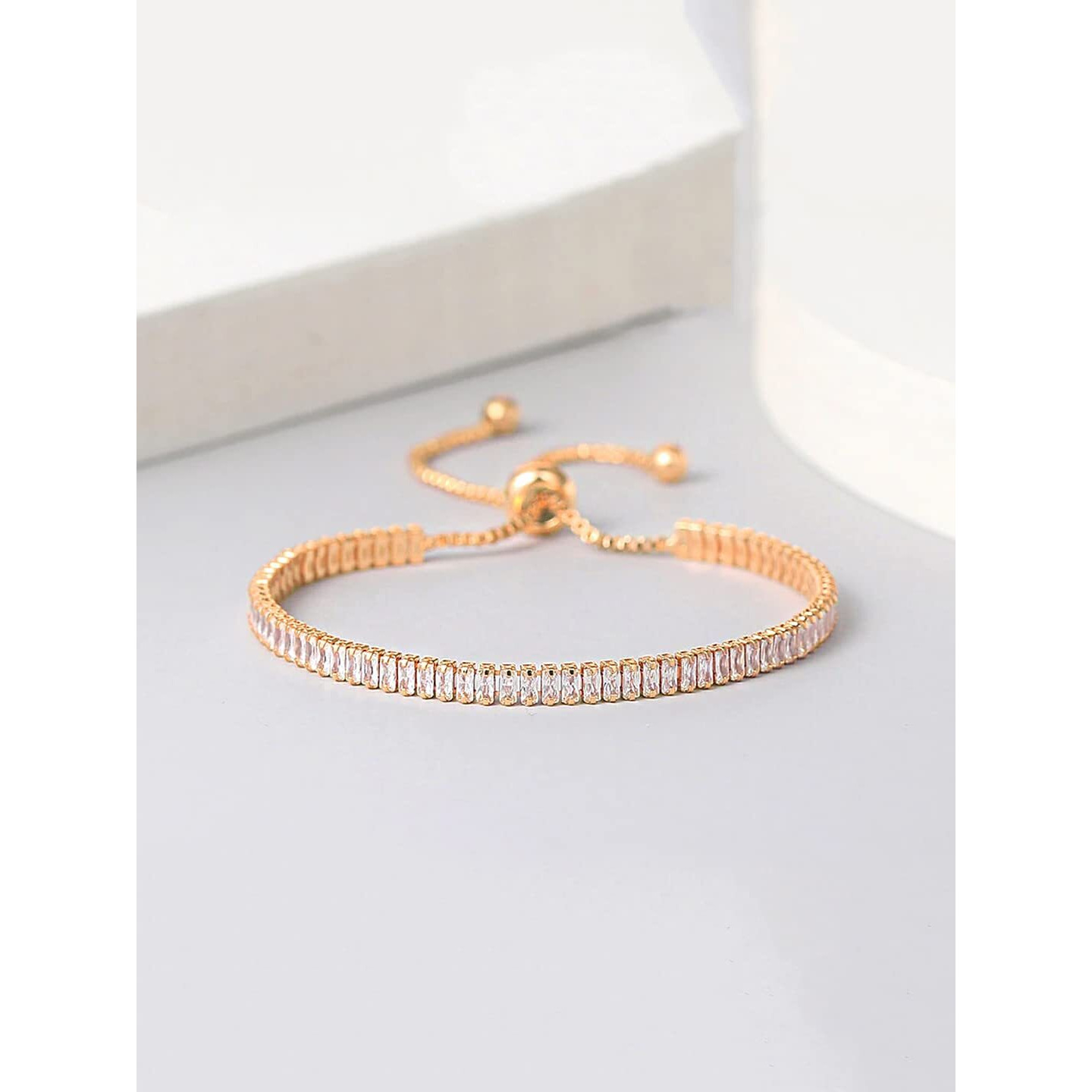 Yellow Chimes Bracelet for Women Rosegold Crystal Bracelets for Women | Rose Gold Plated Adjustable Chain Bracelet for Girls Tennis Bracelet | Birthday Gifts For Women Valentine Gift for Girls