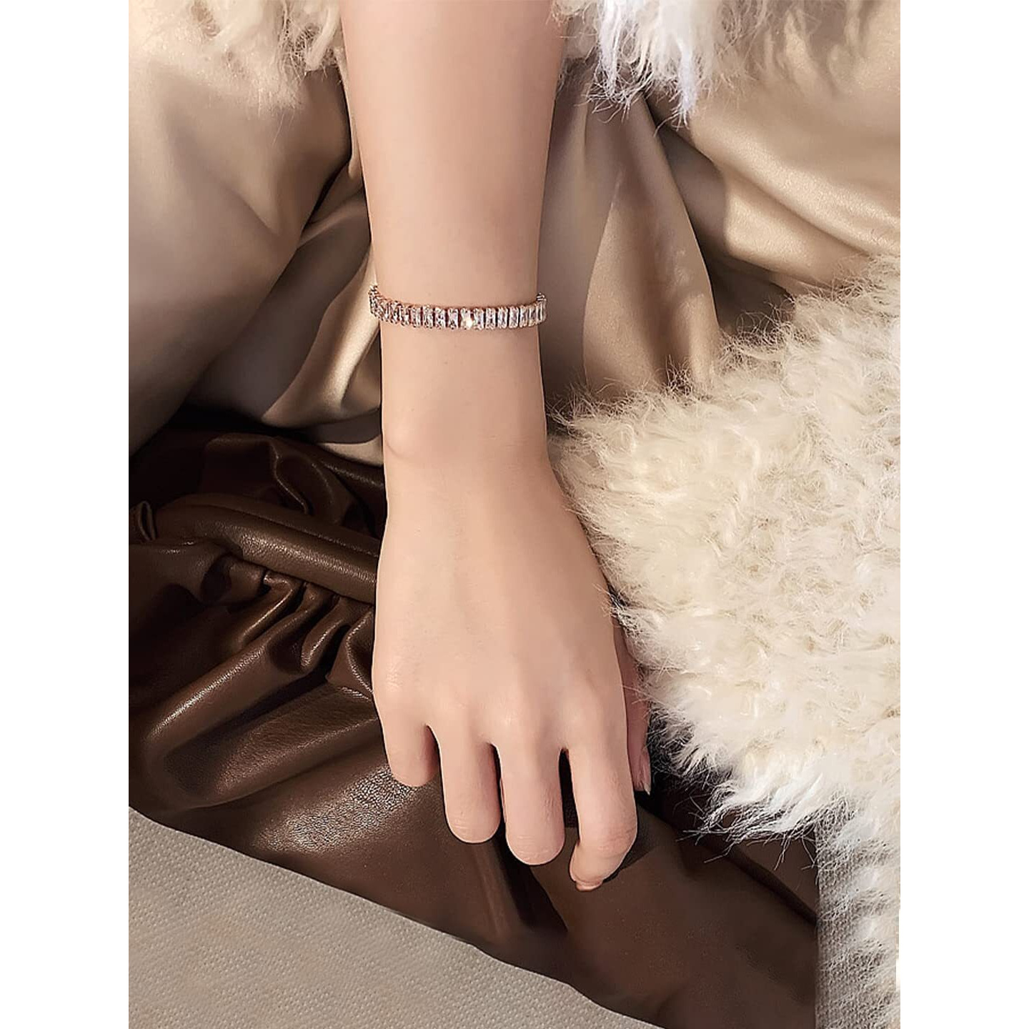 Yellow Chimes Bracelet for Women Rosegold Crystal Bracelets for Women | Rose Gold Plated Adjustable Chain Bracelet for Girls Tennis Bracelet | Birthday Gifts For Women Valentine Gift for Girls