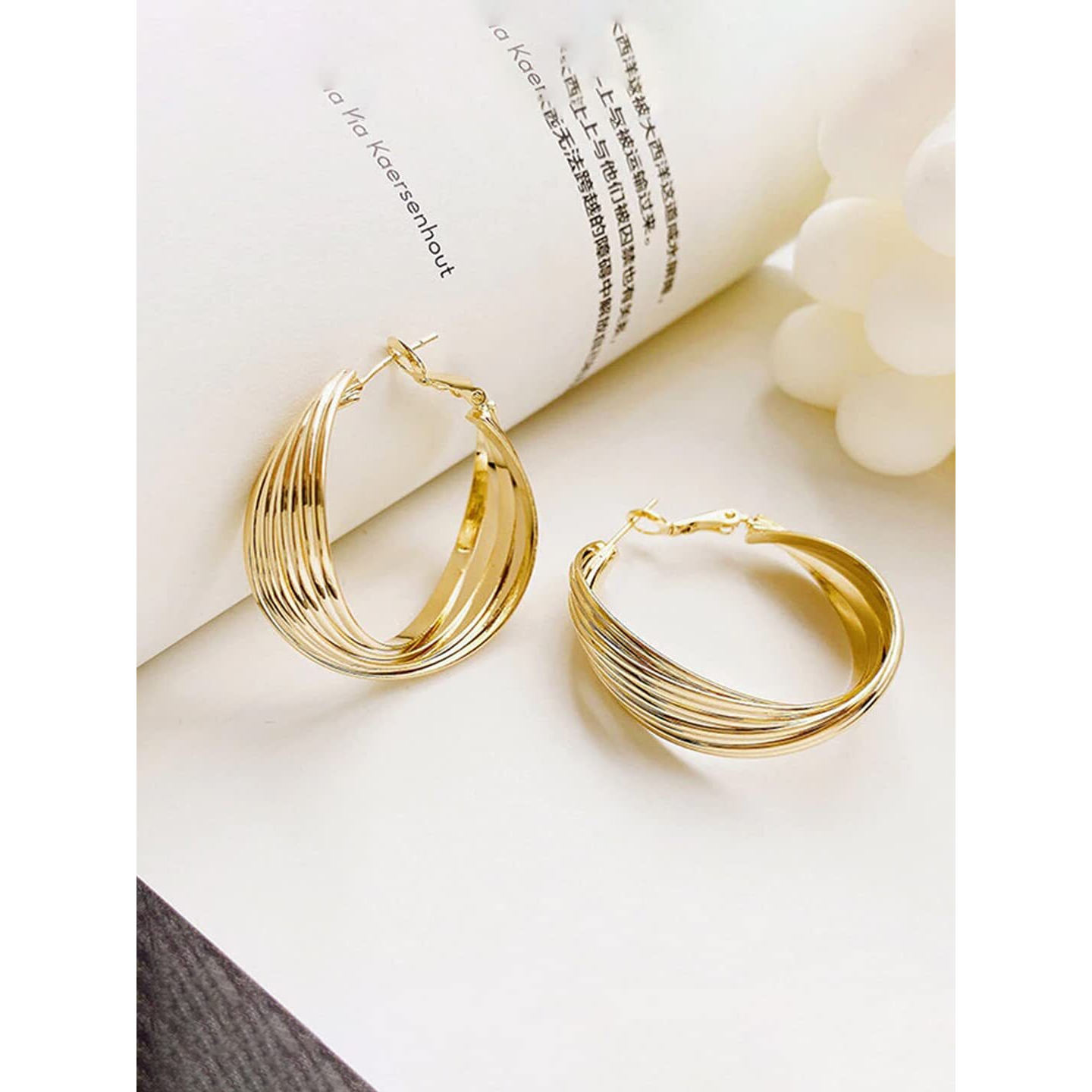 Yellow Chimes Hoop Earrings for Women Fashion Golden Hoops Earrings | Gold Plated Twisted Layered Hoop Bali Earrings for Girls | Birthday Gift for Girls & Women Anniversary Gift for Wife
