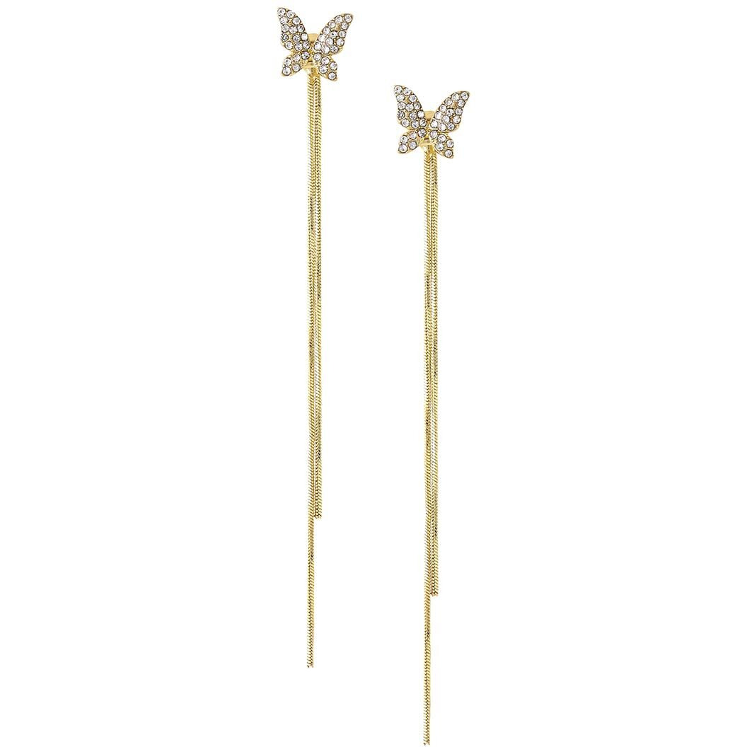 Yellow Chimes Earrings For Women Gold Tone Butterfly Shape Long Chain Twisted Tassel Earrings For Women and Girls