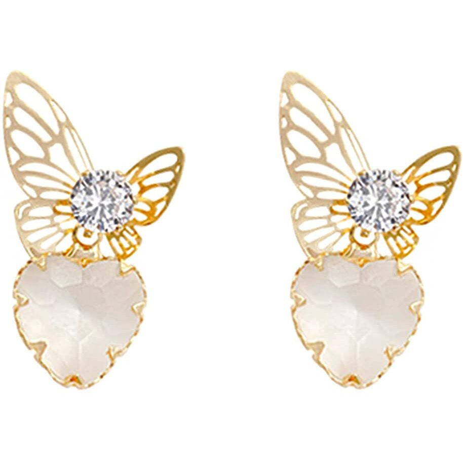 Yellow Chimes Earrings for Women and Girls Golden Crystal Drop Earrings for Women | Gold Plated Butterfly Heart Shaped Drop Earrings | Birthday Gift for girls and women Anniversary Gift for Wife