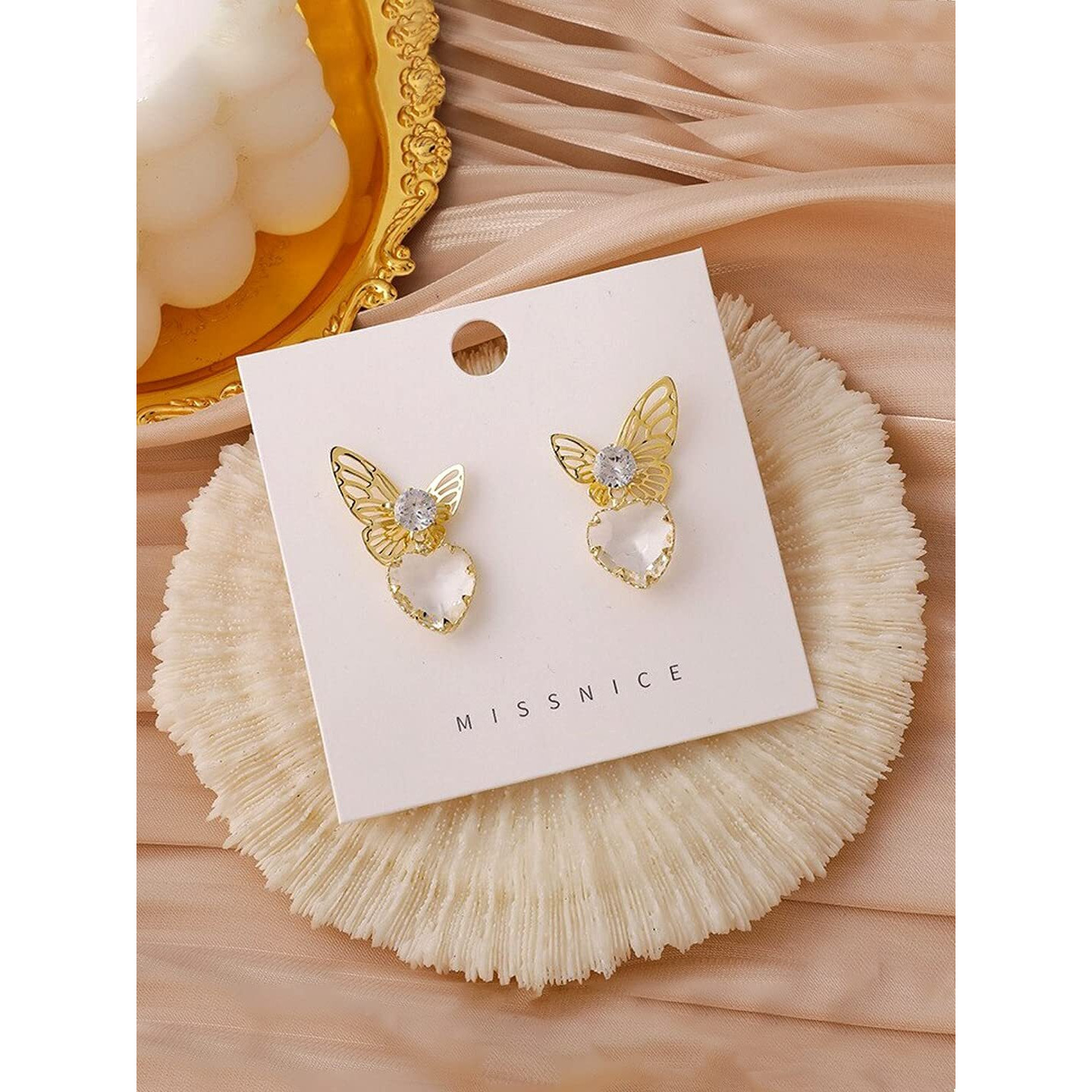 Yellow Chimes Earrings for Women and Girls Golden Crystal Drop Earrings for Women | Gold Plated Butterfly Heart Shaped Drop Earrings | Birthday Gift for girls and women Anniversary Gift for Wife