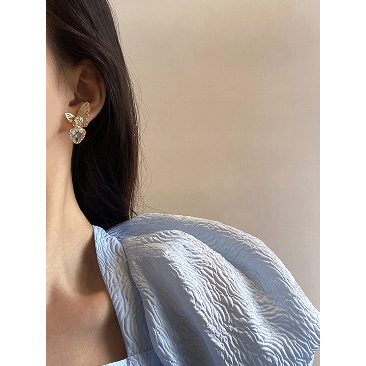 Yellow Chimes Earrings for Women and Girls Golden Crystal Drop Earrings for Women | Gold Plated Butterfly Heart Shaped Drop Earrings | Birthday Gift for girls and women Anniversary Gift for Wife