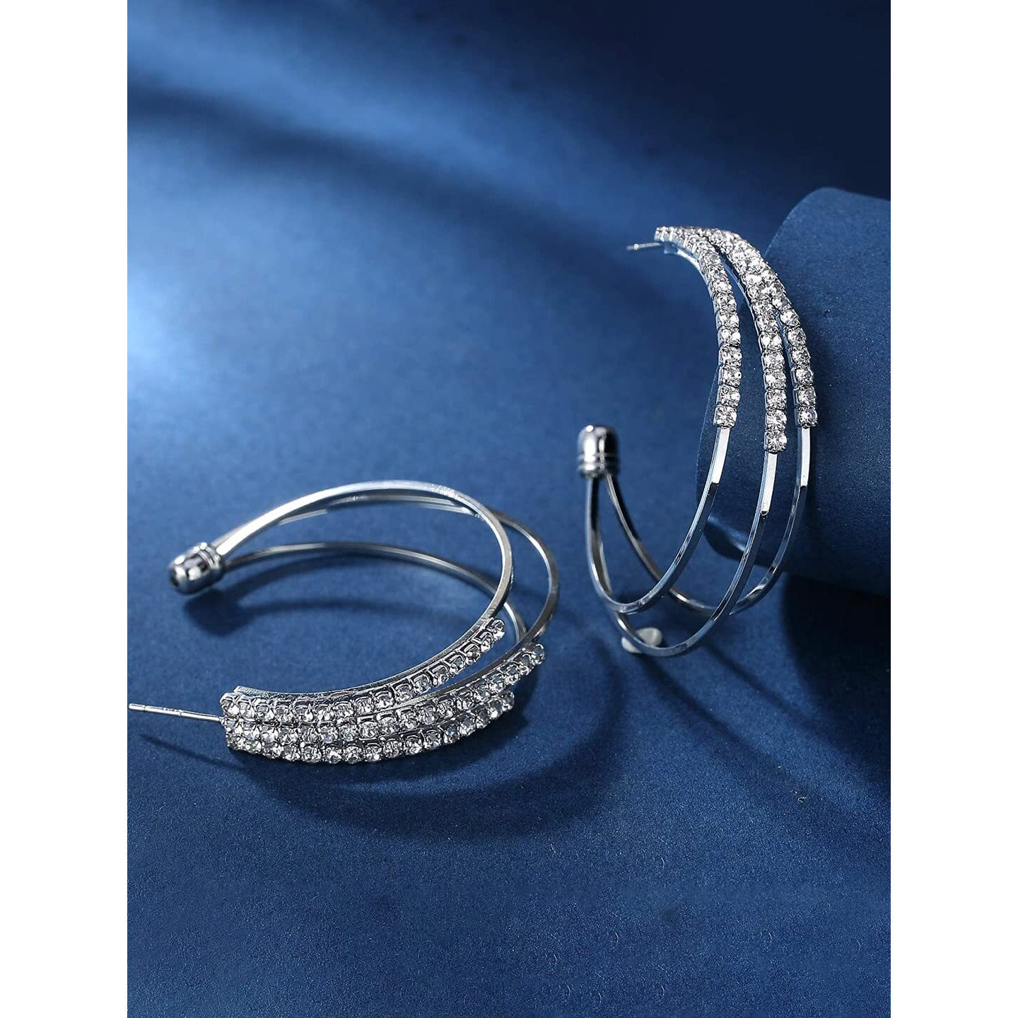 Yellow Chimes Earrings for Women and Girls Hoop Earrings for Girls | Silver Toned Crystal Studded Hoop Earrings | Birthday Gift for girls and women Anniversary Gift for Wife