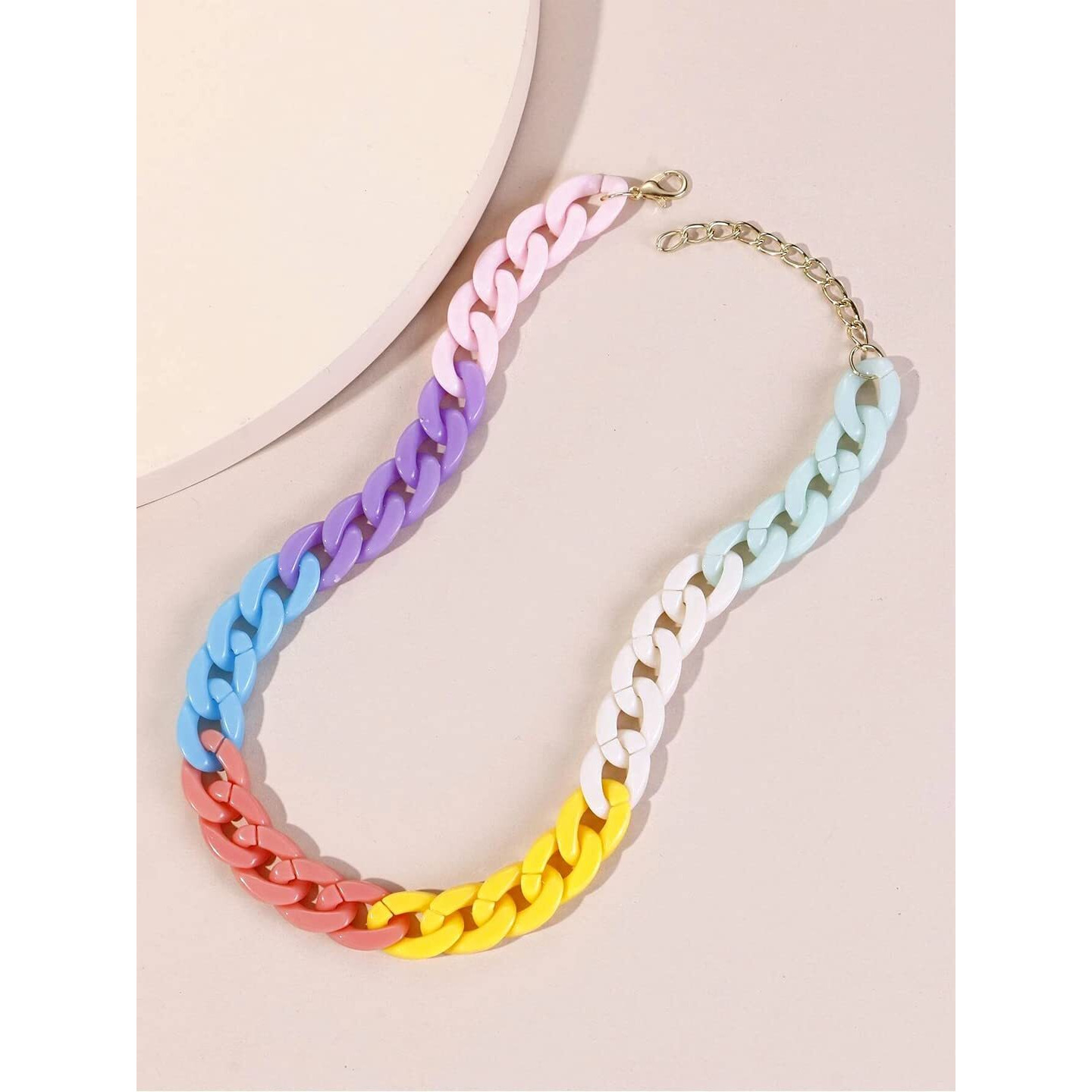 Yellow Chimes Necklace for Women and Girls Statement Chain Necklace for Women | Acrylic Multicolor Cuban Link Chain Necklace for Girls | Birthday Gift for girls and women Anniversary Gift for Wife