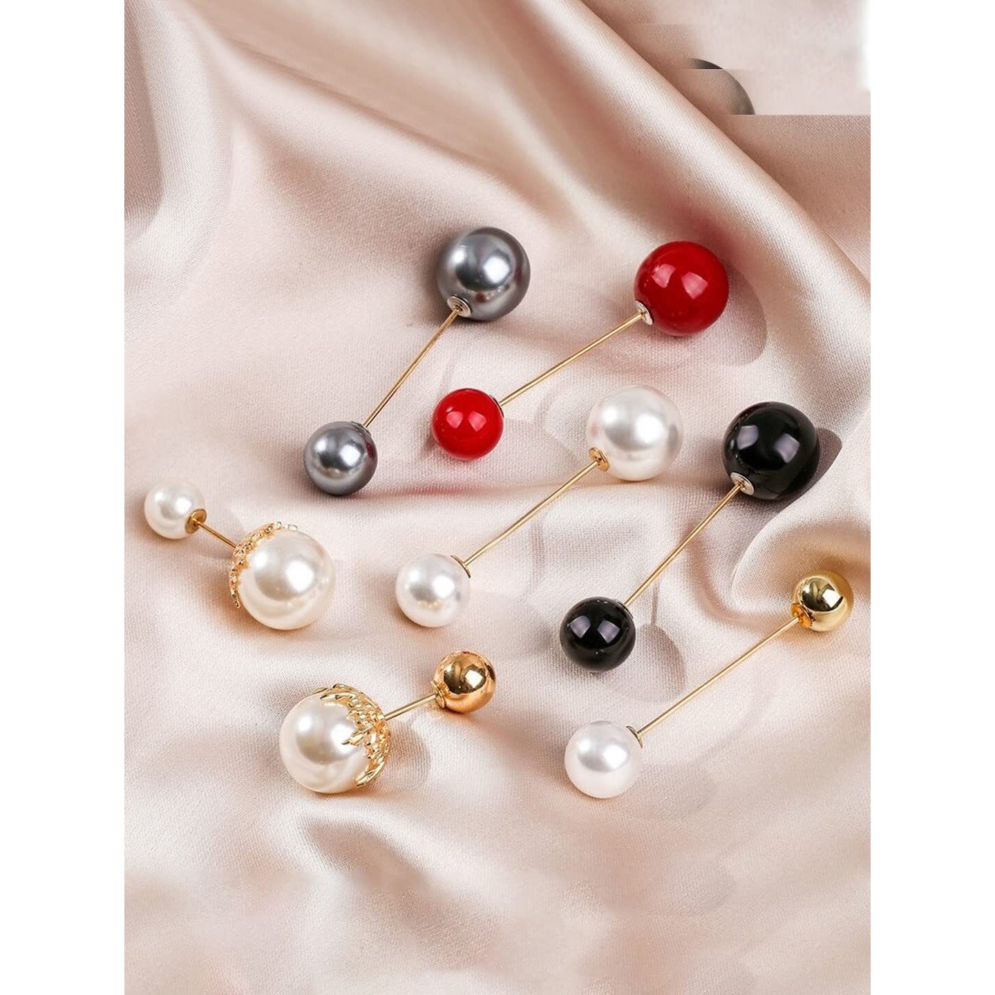 Yellow Chimes Brooch for Women and Girls | 7 Pcs Multicolor Pearl Brooch Pins Sweater Shawl Clips Faux Pearl | Collar Safety Pin Clothing Dresses Decoration Accessories | Birthday Gift for Girls & Women