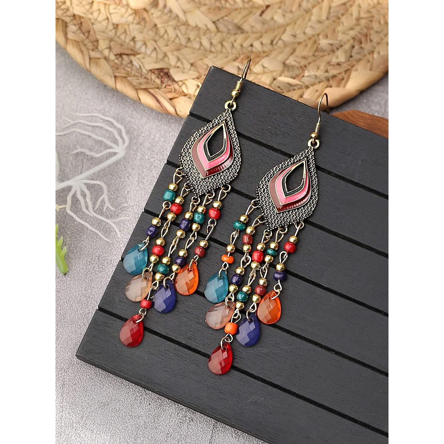 Yellow Chimes Danglers Earrings for Women | Multicolor Earrings for Girls | Gold Plated Fashion Women Earrings | Beads Long Chain Dangler Earrings | Birthday Gift For Girls Anniversary Gift for Wife
