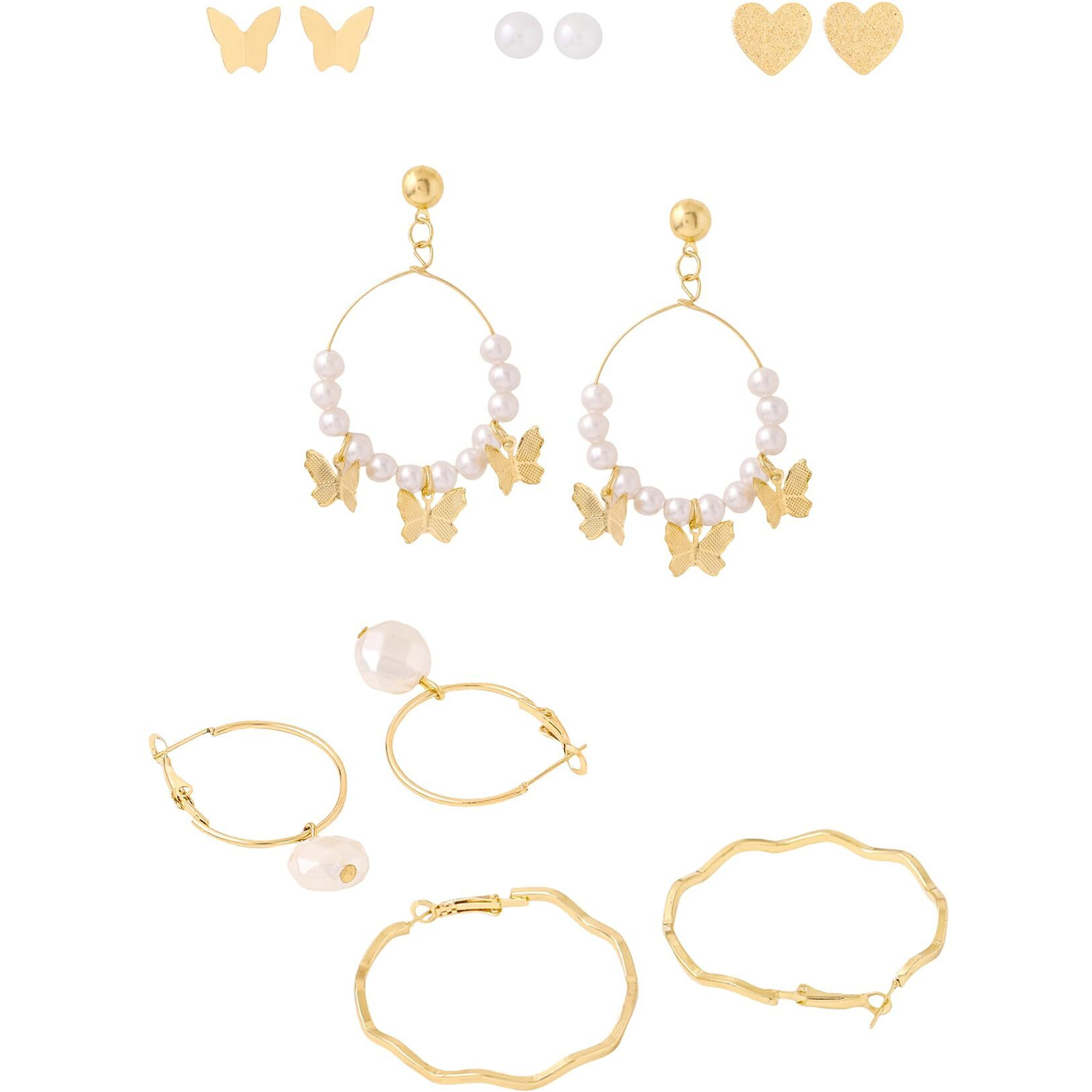 Yellow Chimes Combo Earrings For Women Set Of 6 Pairs Earring Gold Plated Stud and Pearl Hoop Earrings For Women and Girls