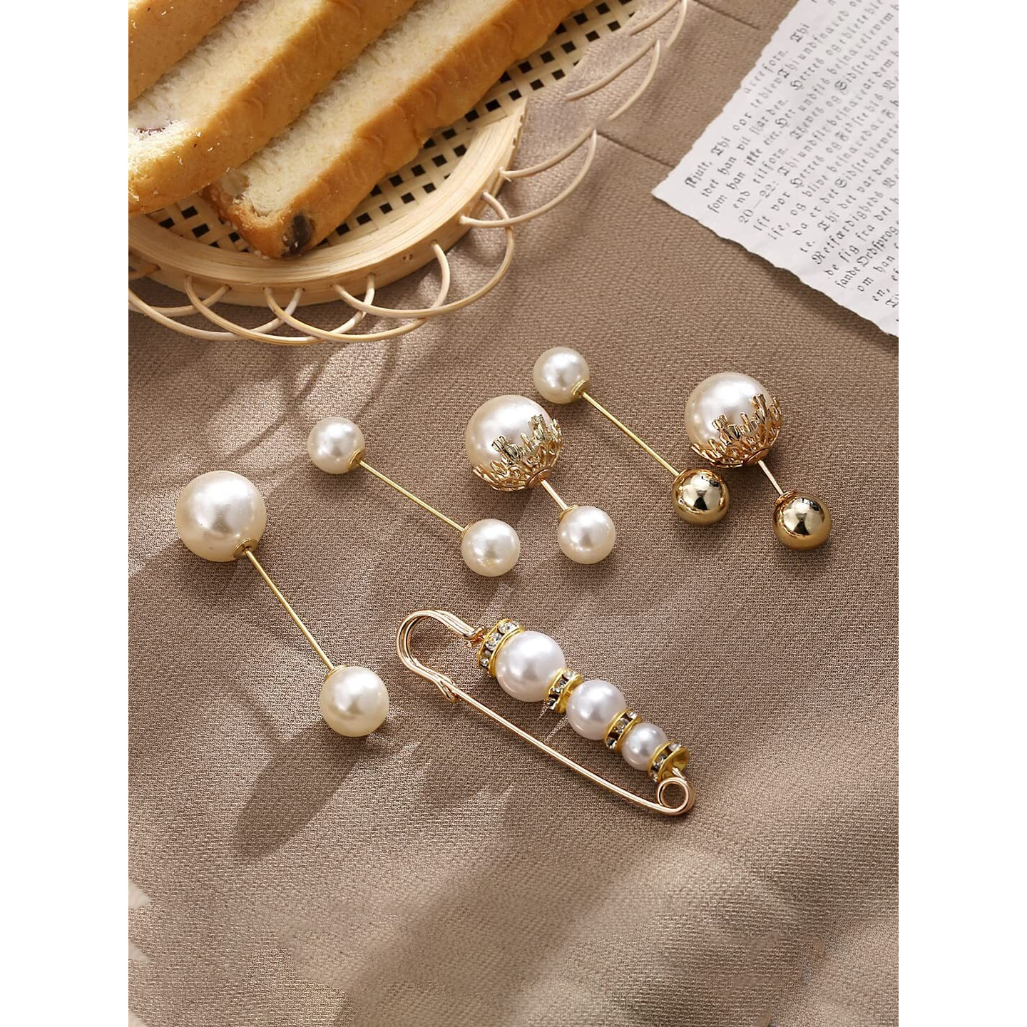 Yellow Chimes Brooch for Women and Girls | 6 Pcs Pearl Brooch Pins Sweater Shawl Clips Faux Pearl | Collar Safety Pin Clothing Dresses Decoration Accessories | Birthday Gift for Girls and Women