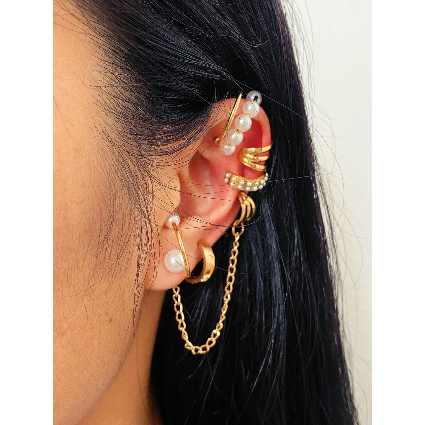 Yellow Chimes Earrings for Women and Girls Fashion Golden Ear Cuff | Adjustable Ear Cuffs for Women Cartilage Clip on Earrings Ear Cuffs| Birthday Gift for girls and women Anniversary Gift for Wife