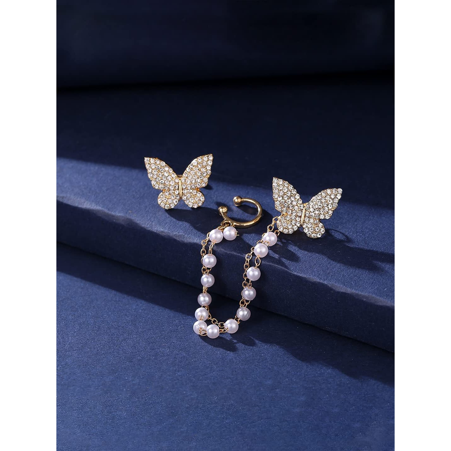 Yellow Chimes Earrings for Women and Girls Fashion Golden Ear Cuff | Adjustable Ear Cuffs for Women Cartilage Butterfly Clip on Earrings | Birthday Gift for girls and women Anniversary Gift for Wife