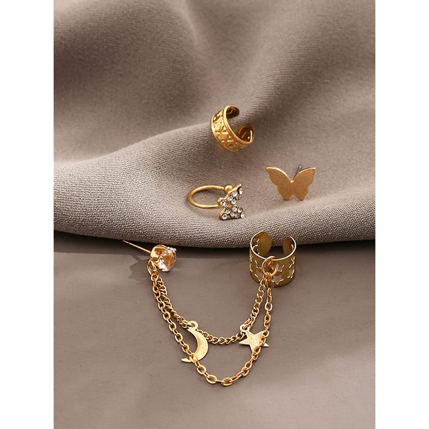 Yellow Chimes Earrings for Women and Girls Fashion Golden Ear Cuff | Tassel Ear Cuffs for Women Cartilage Clip on Earrings | Birthday Gift for girls and women Anniversary Gift for Wife
