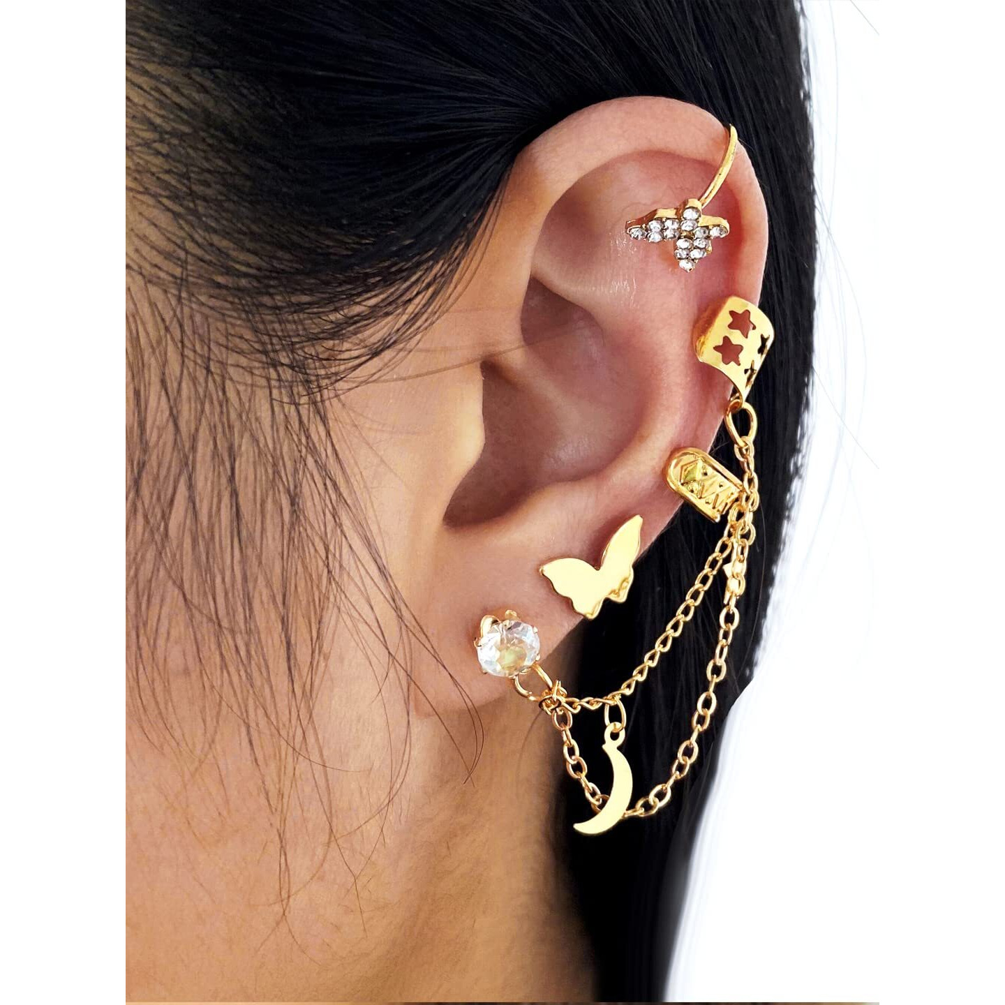 Yellow Chimes Earrings for Women and Girls Fashion Golden Ear Cuff | Tassel Ear Cuffs for Women Cartilage Clip on Earrings | Birthday Gift for girls and women Anniversary Gift for Wife