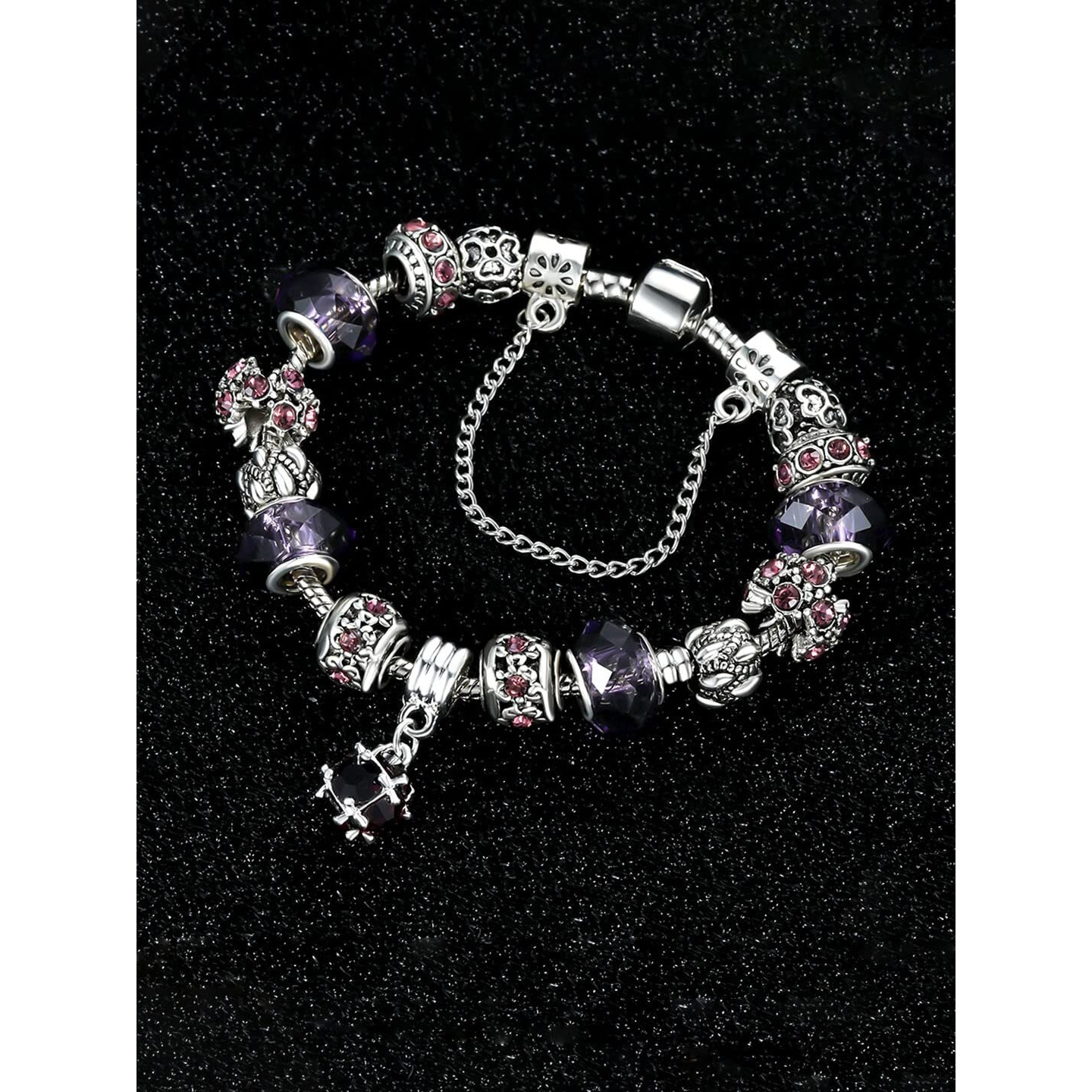 Yellow Chimes Bracelet for Women and Girls Purple Crystal Pandora Bracelets for Women | Silver Toned Crystal Pandora Charm Bracelet | Birthday Gifts For Women Valentine Gift for Girls