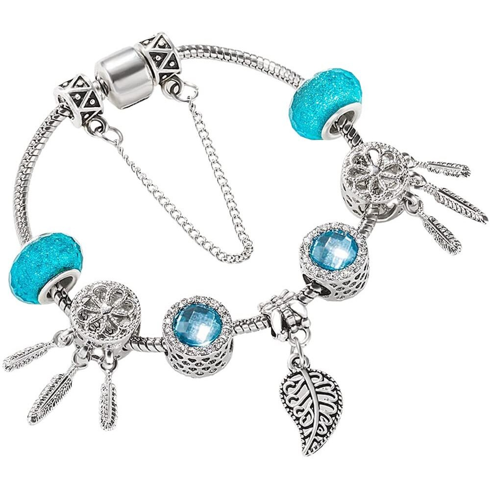 Yellow Chimes Bracelet for Women and Girls Blue Crystal Pandora Bracelets for Women | Silver Toned Crystal Pandora Charm Bracelet | Birthday Gift For girls and women Anniversary Gift for Wife