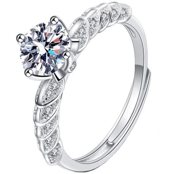 Yellow Chimes Adjustable Crystal Rings For Women | White Stone Adjustable Ring Pack of 1 | Silver Toned Crystals Finger Ring for Girls | Birthday Gift For Girls & Women Anniversary Gift for Wife