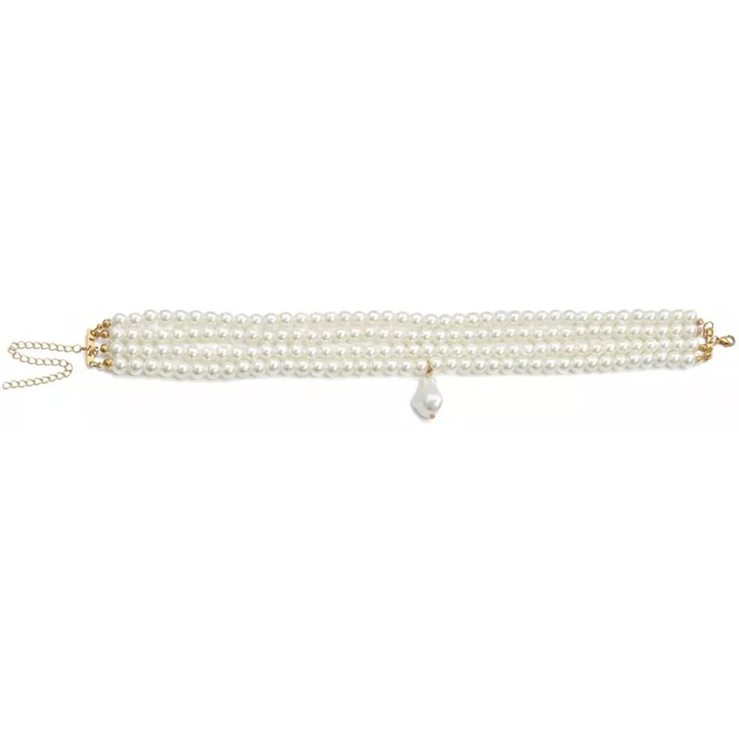 Yellow Chimes Necklace for Women and Girls Fashion White Pearl Necklace for Women Western Multi Layer Pearl Choker Necklace for Girls | Birthday Gift for Girls and Women
