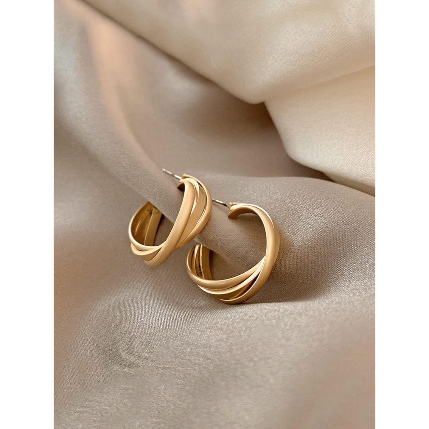Yellow Chimes Hoop Earrings for Women Fashion Golden Hoops Earrings | Gold Plated Twisted Layered Hoop Bali Earrings for Girls | Birthday Gift for Girls & Women Anniversary Gift for Wife