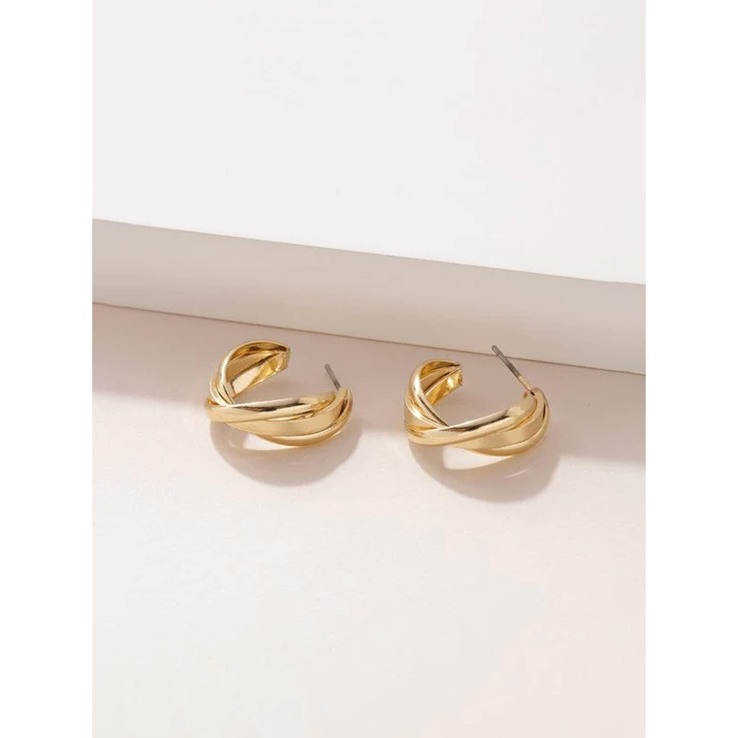 Yellow Chimes Hoop Earrings for Women Fashion Golden Hoops Earrings | Gold Plated Twisted Layered Hoop Bali Earrings for Girls | Birthday Gift for Girls & Women Anniversary Gift for Wife