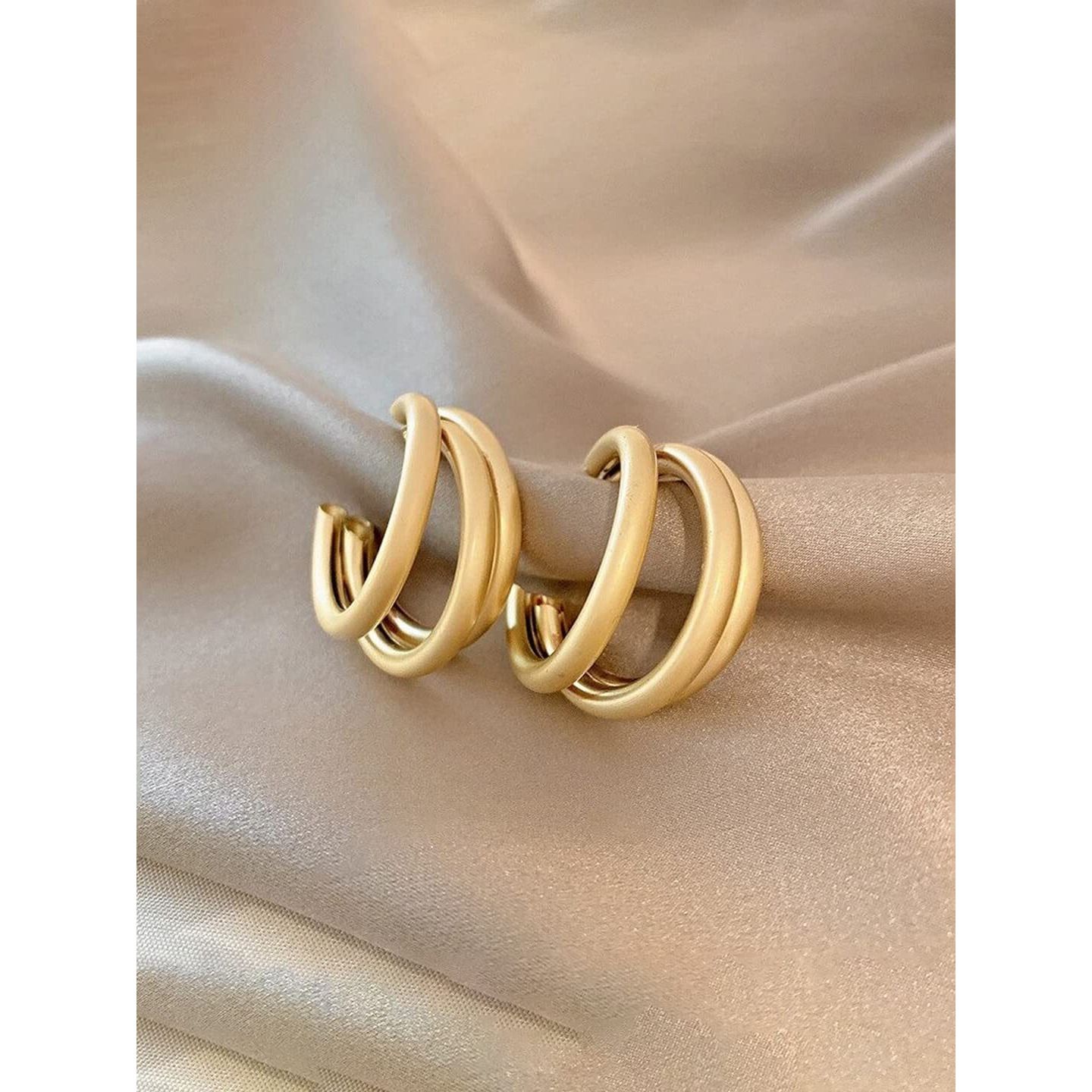 Yellow Chimes Earrings for Women and Girls Golden Hoops Earrings | Gold Plated Layered Hoop Earrings for Women | Birthday Gift for girls and women Anniversary Gift for Wife