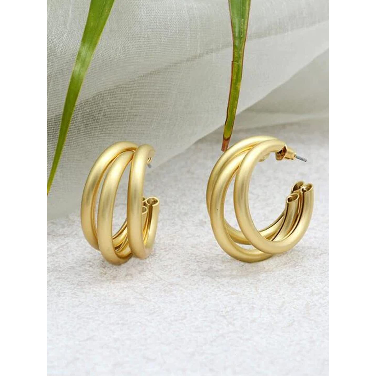 Yellow Chimes Earrings for Women and Girls Golden Hoops Earrings | Gold Plated Layered Hoop Earrings for Women | Birthday Gift for girls and women Anniversary Gift for Wife