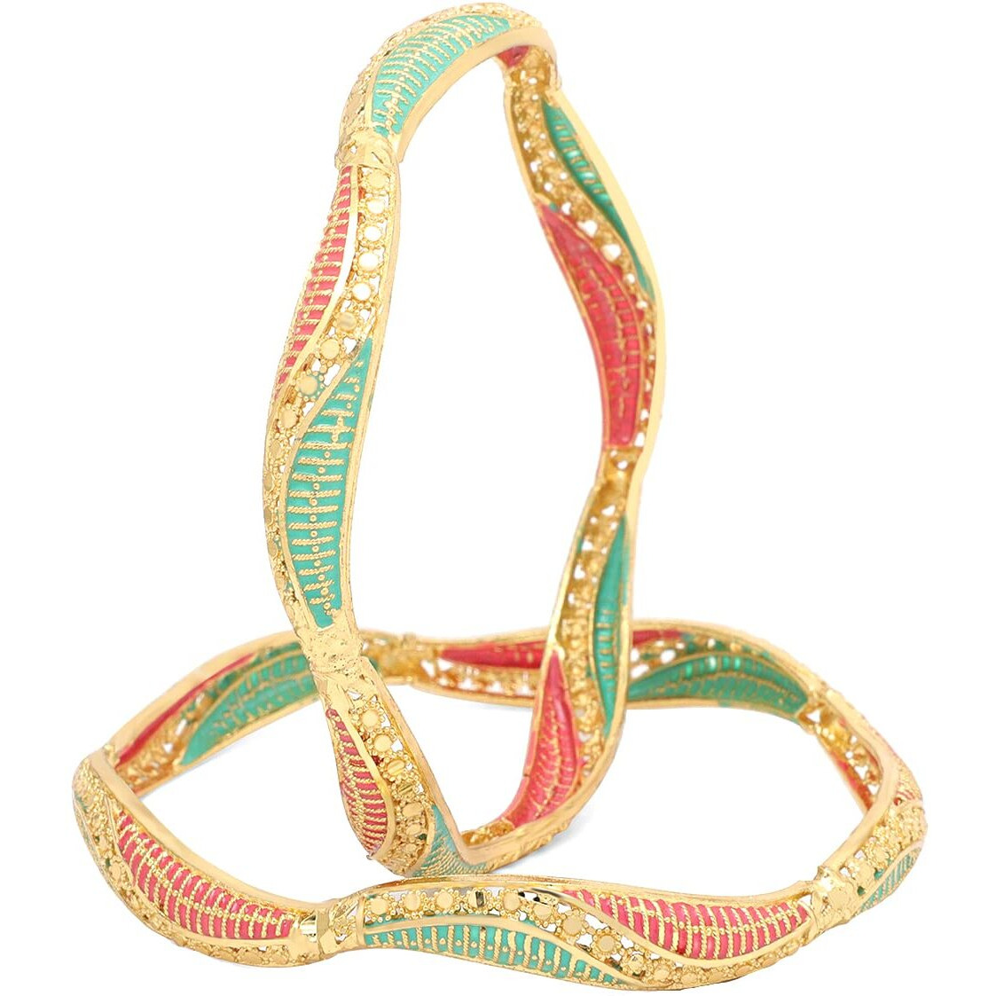 Yellow Chimes Bangles for Women Gold Toned Meenakari Touch Traditional Bangles for Women and Girls