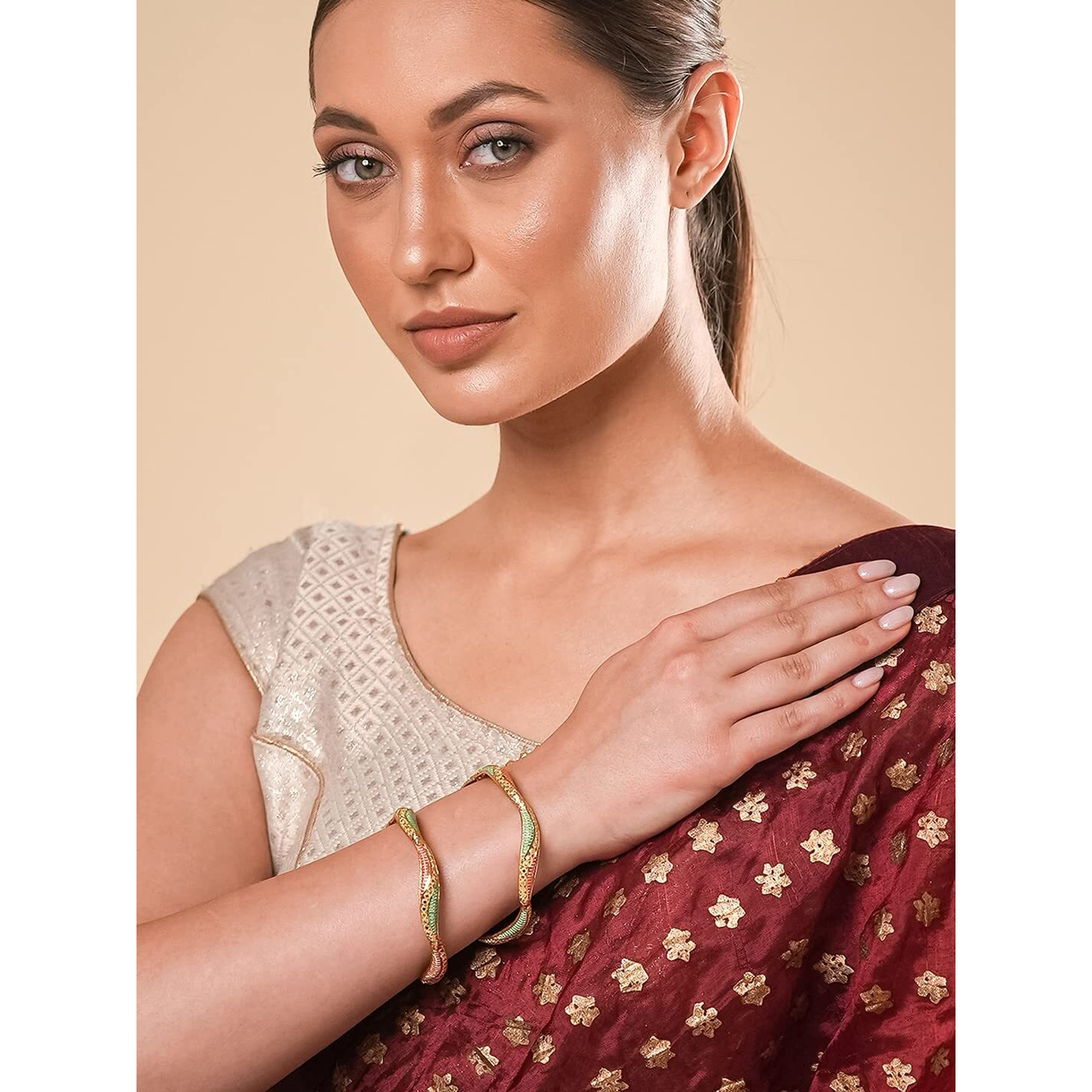 Yellow Chimes Bangles for Women Gold Toned Meenakari Touch Traditional Bangles for Women and Girls