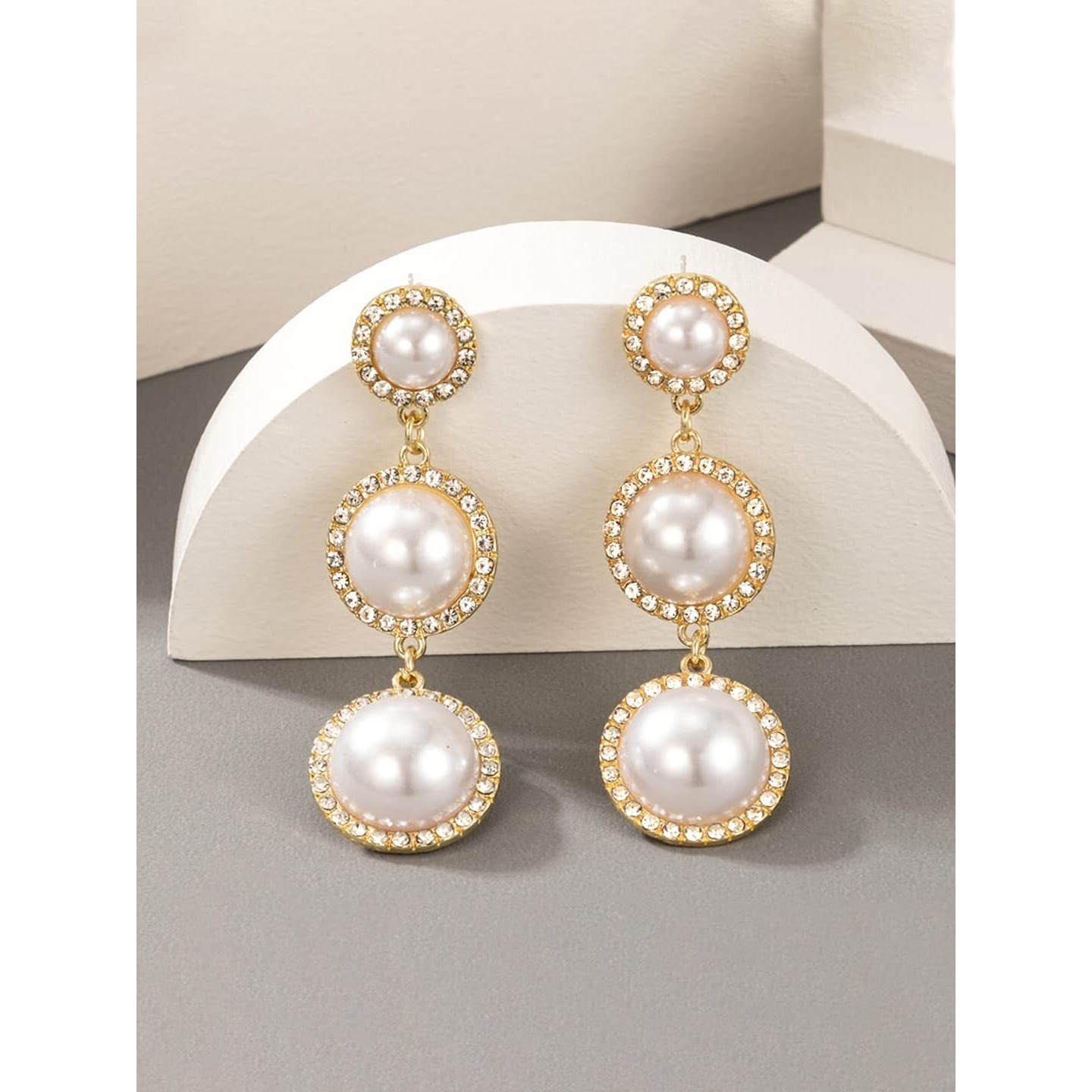 Yellow Chimes Earrings for Women and Girls Fashion White Pearl Dangler Earrings | Gold Plated Crystal Pearl Drop Dangler Earrings | Birthday Gift for Girls & Women Anniversary Gift for Wife