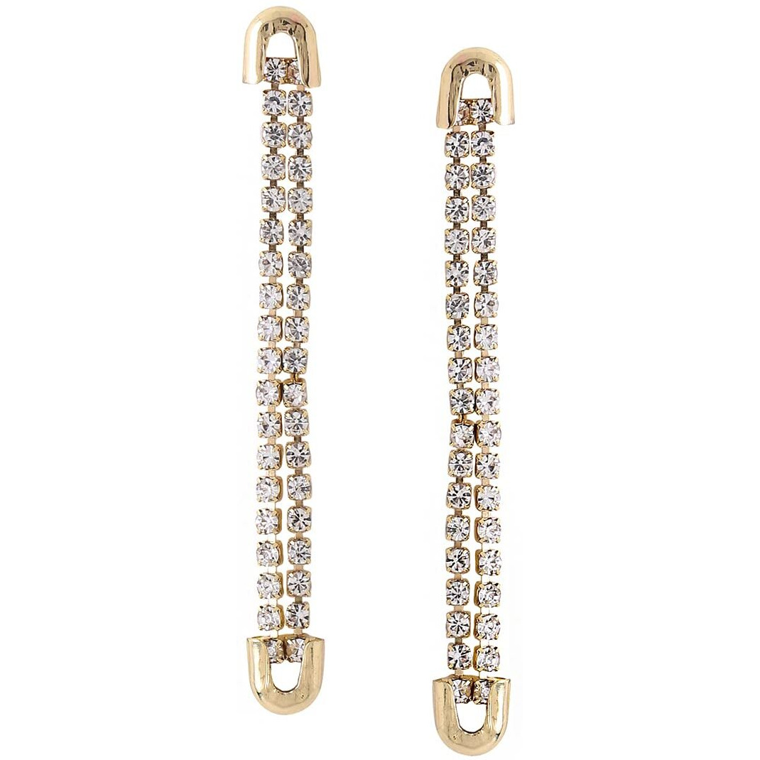 Yellow Chimes Earrings For Women Gold Tone Crystal Studded Long Chain Tassel Drop Dangler Earrings For Women and Girls