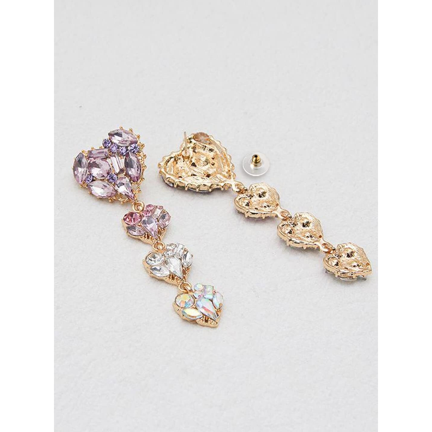 Yellow Chimes Dangler Earrings for Women | Heart Shaped Multicolor Gold Toned Earrings | Long Chain Gold Plated Dangler Earrings | Birthday Gift For Girls Anniversary Gift for Wife