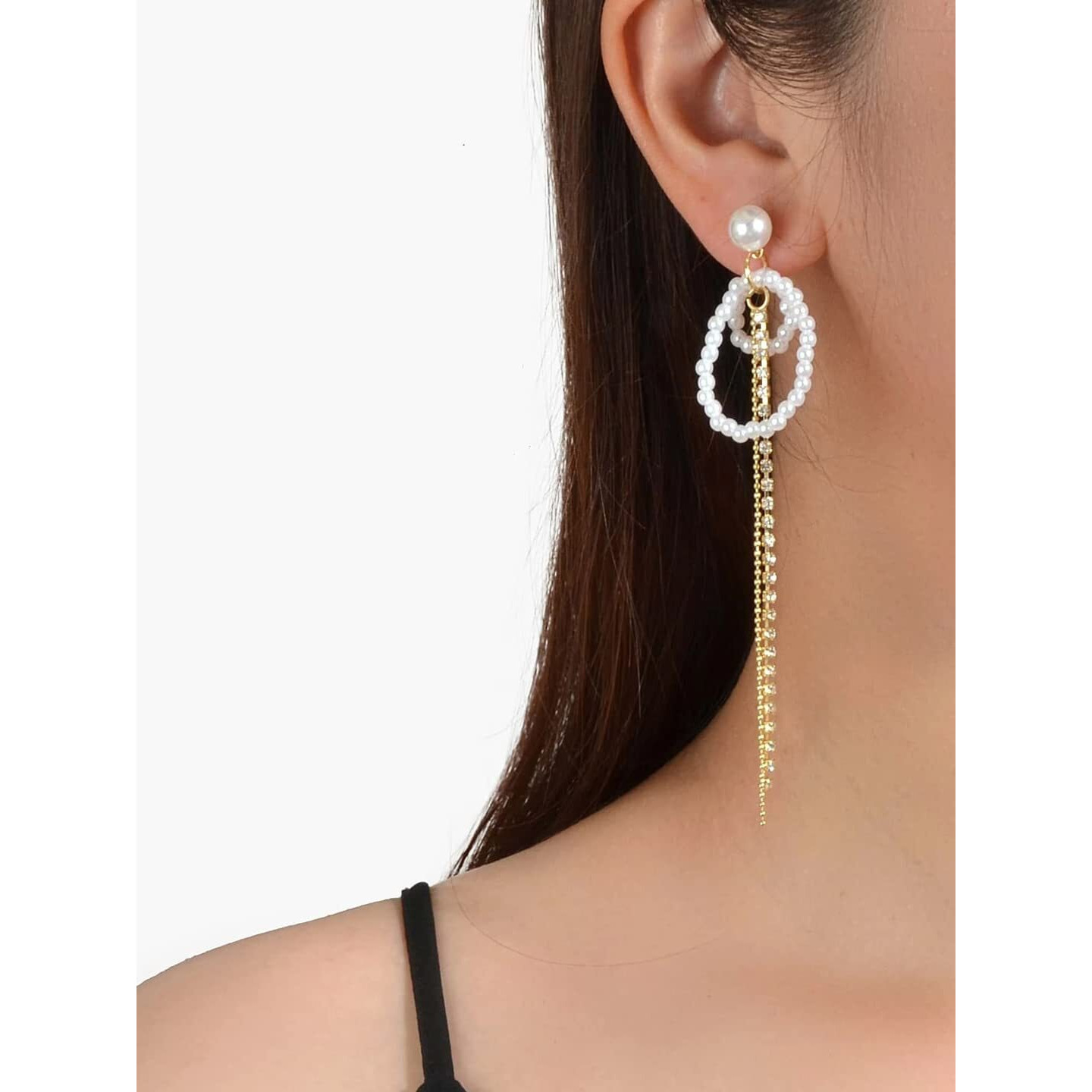 Yellow Chimes Earrings for Women and Girls Fashion White Pearl Dangler | Gold Plated Long Chain Hanging Pearl Dangler Earrings | Birthday Gift for Girls & Women Anniversary Gift for Wife