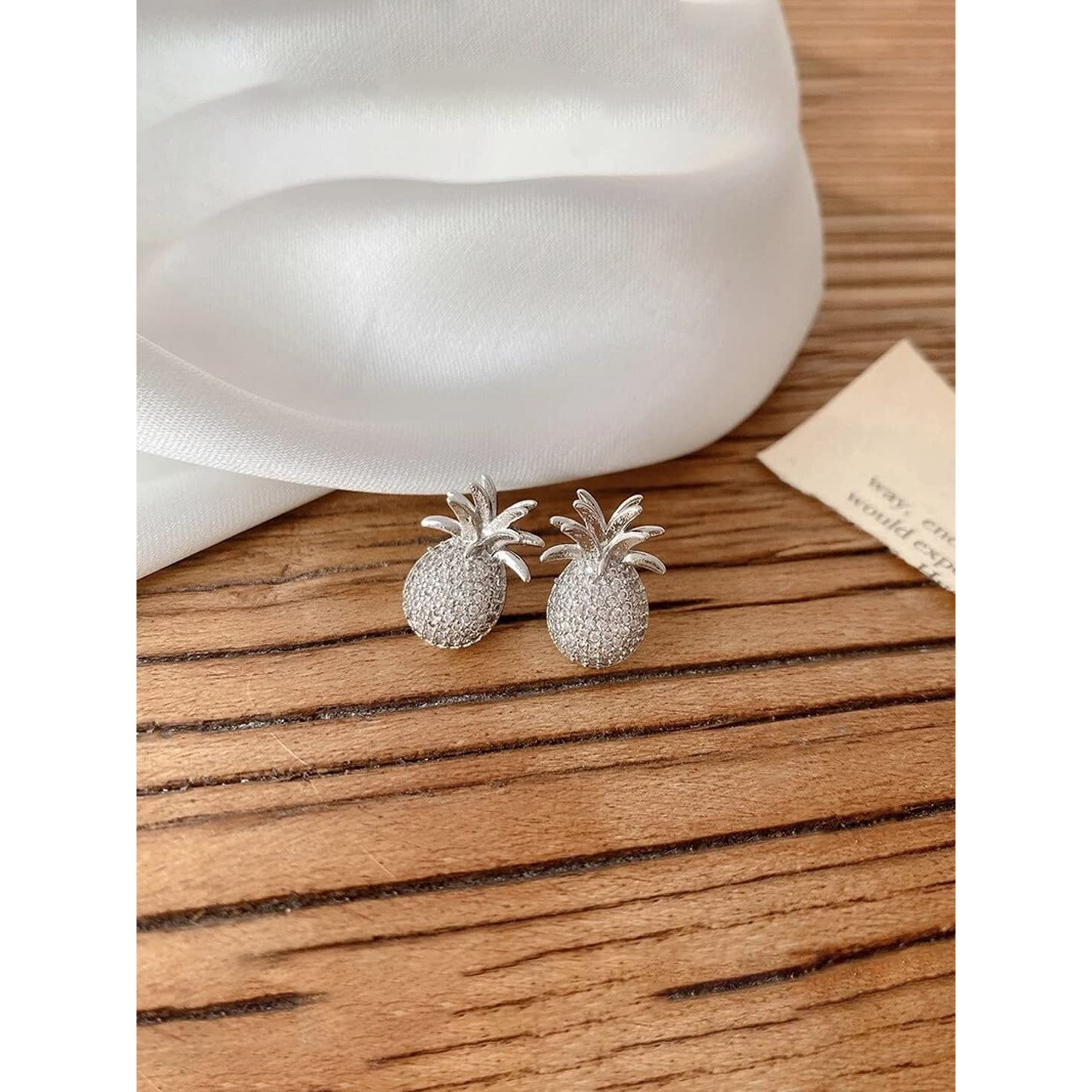 Yellow Chimes Earrings For Women Silver Toned Crystal Studded Pineapple Fruit Shape Stud Earrings For Women and Girls