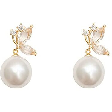 Yellow Chimes Earrings For Women Butterfly Shaped Stud With White Pearl Hanging Drop Earrings For Women and Girls